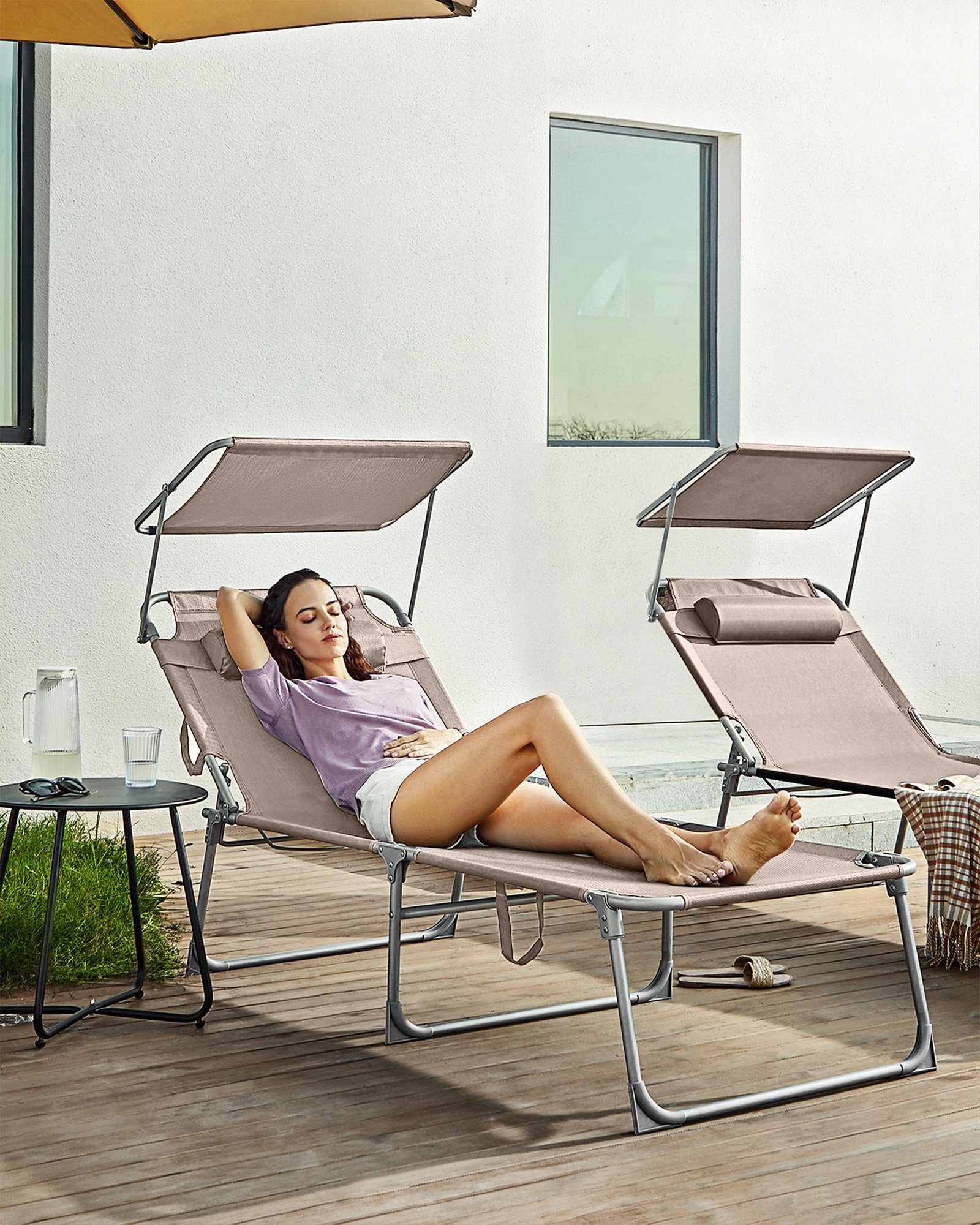 SONGMICS Gartenliege, 1 St., Große Sonnenliege,klappbarer günstig online kaufen