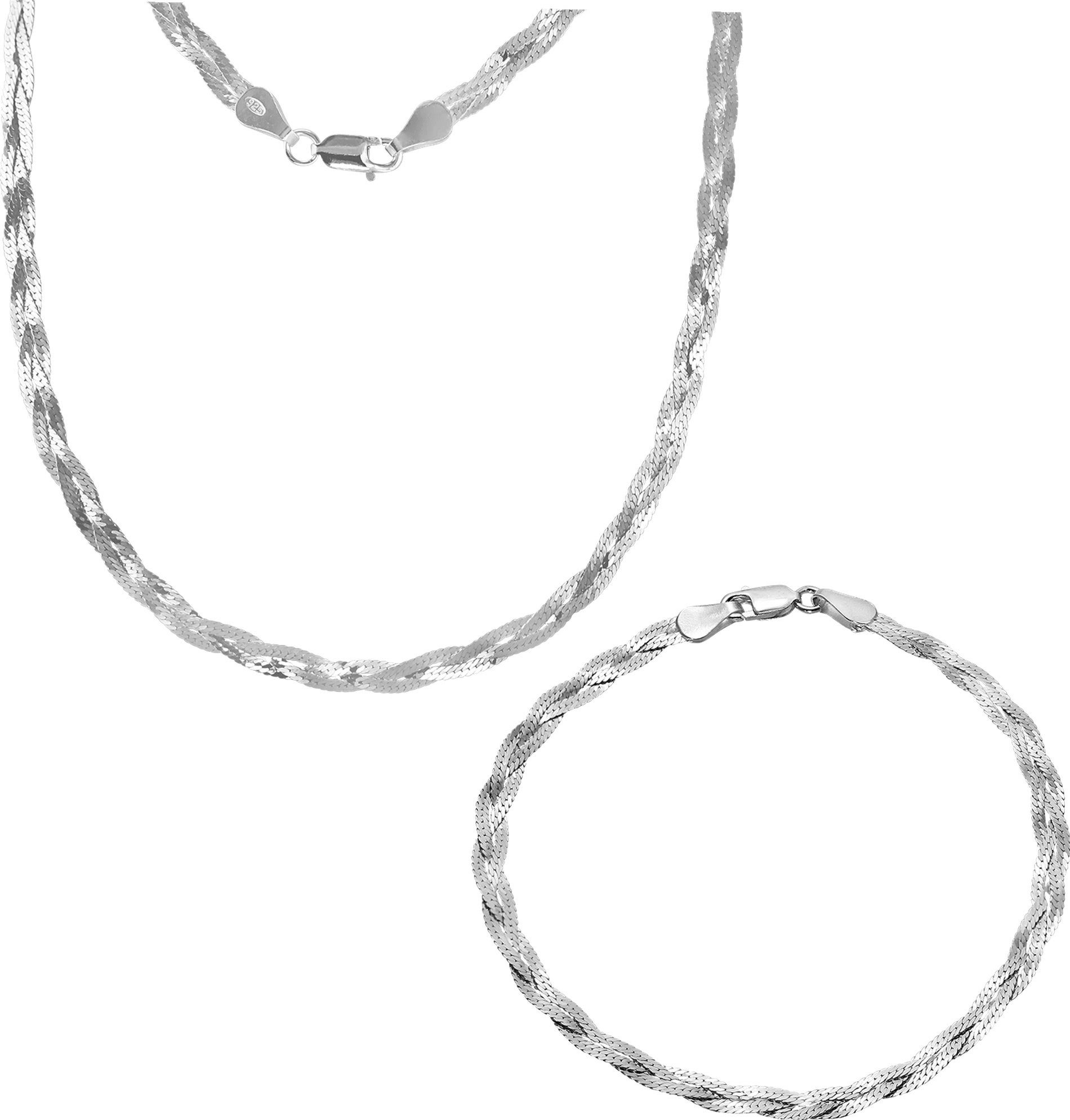 SilberDream Schmuckset SilberDream Schmuckset Zopf Hals- & Kette (2-tlg.,  Schmucksets), Damen Schmucksets Zopf, ca. 45cm (Halskette), ca. 19cm  (Armband) aus 9