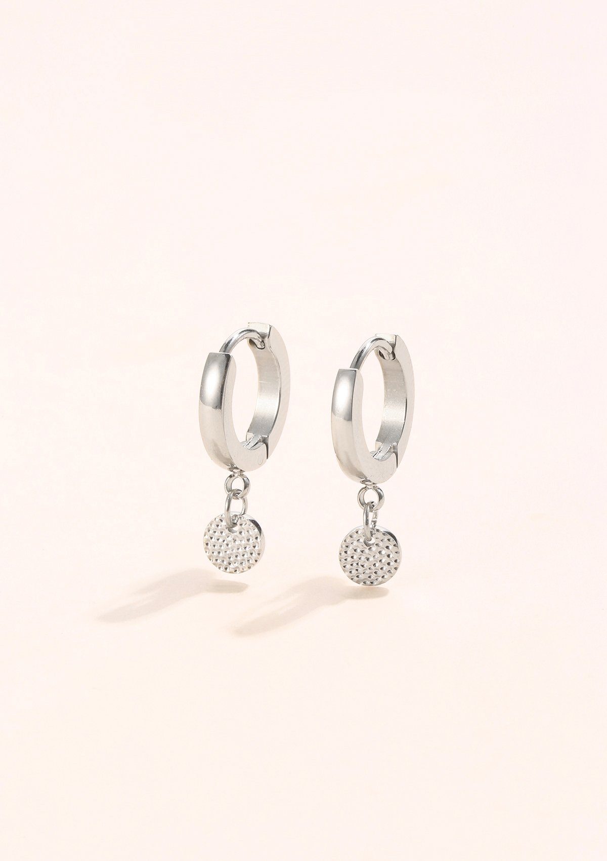 Hey Happiness Paar Ohrhänger Creolen Strukturierter Kreis Anhänger, 18K Ros günstig online kaufen