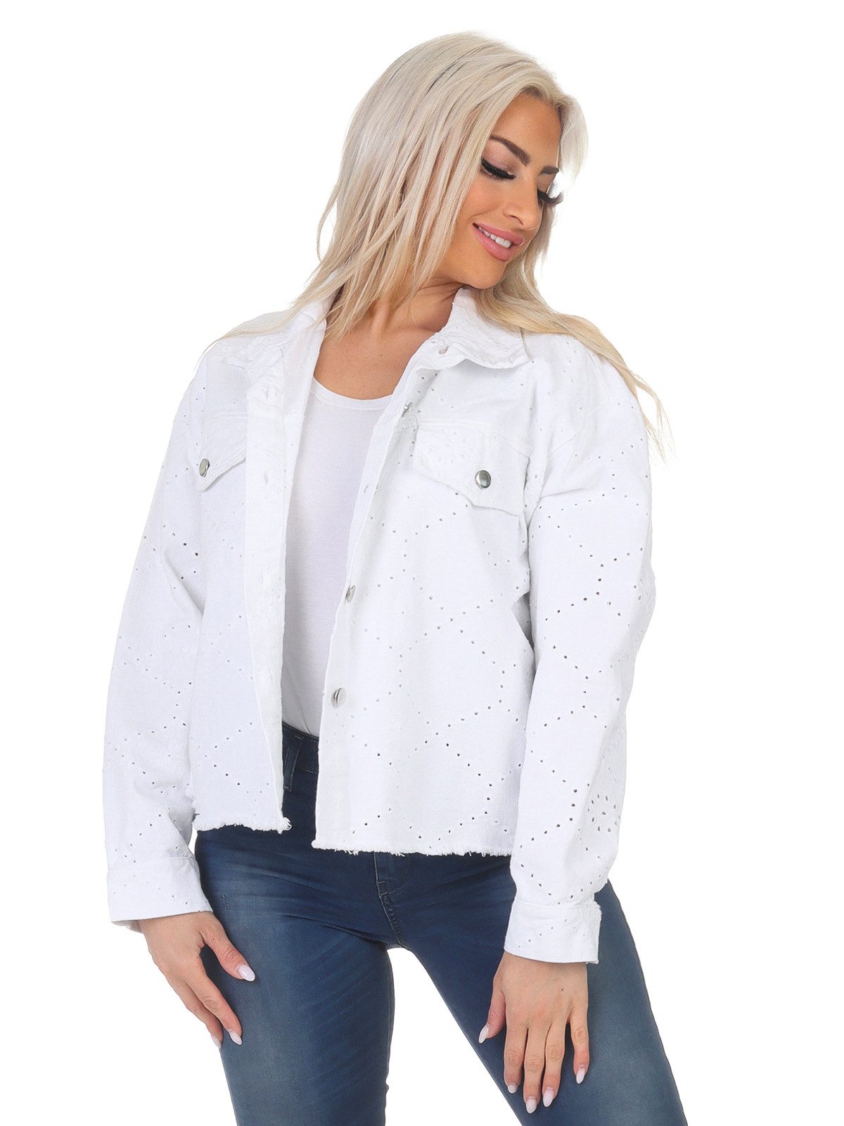 Aurela Damenmode Jeansjacke Damen Sommerjacke Jeanslook günstig online kaufen