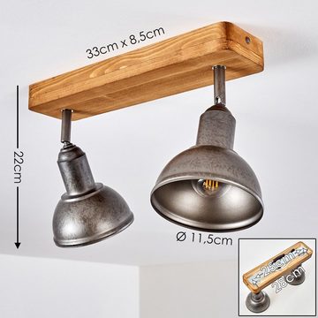 hofstein Deckenleuchte »Mura« Deckenlampe aus Metall/Holz in Grau/Braun, ohne Leuchtmittel, mit verstellbaren Strahlern, 2xE14, Spot im Retro/Vintage Design