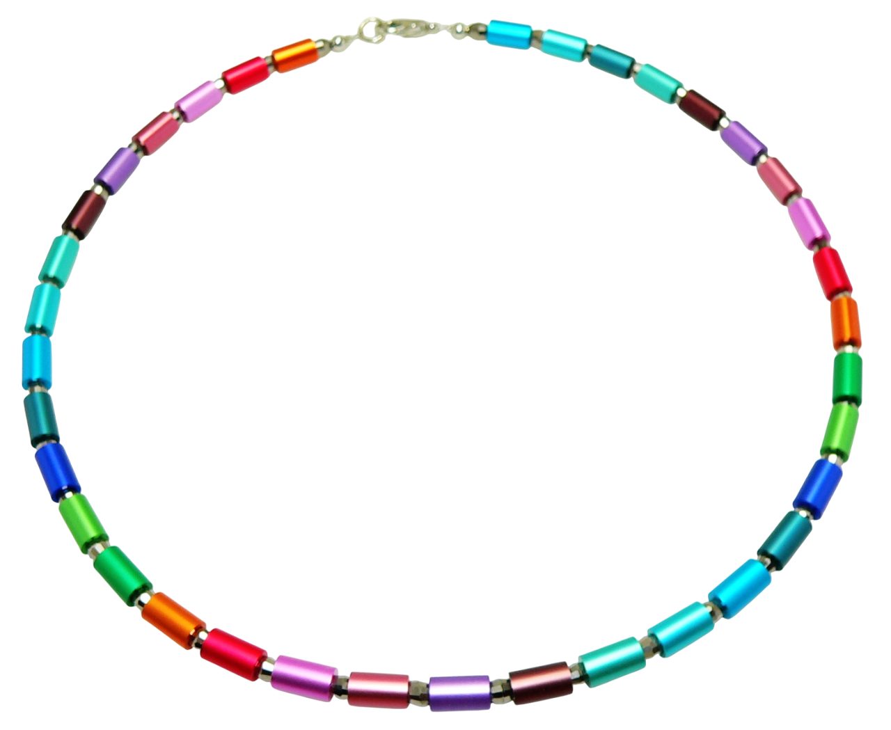 Collier 209b Halskette Collier Walzen eloxiert Aluminium mehrfarbig bunt