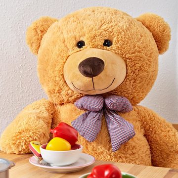 Lumaland Kuscheltier Riesen XXL-Teddybär mit Kulleraugen & Schleife 120cm