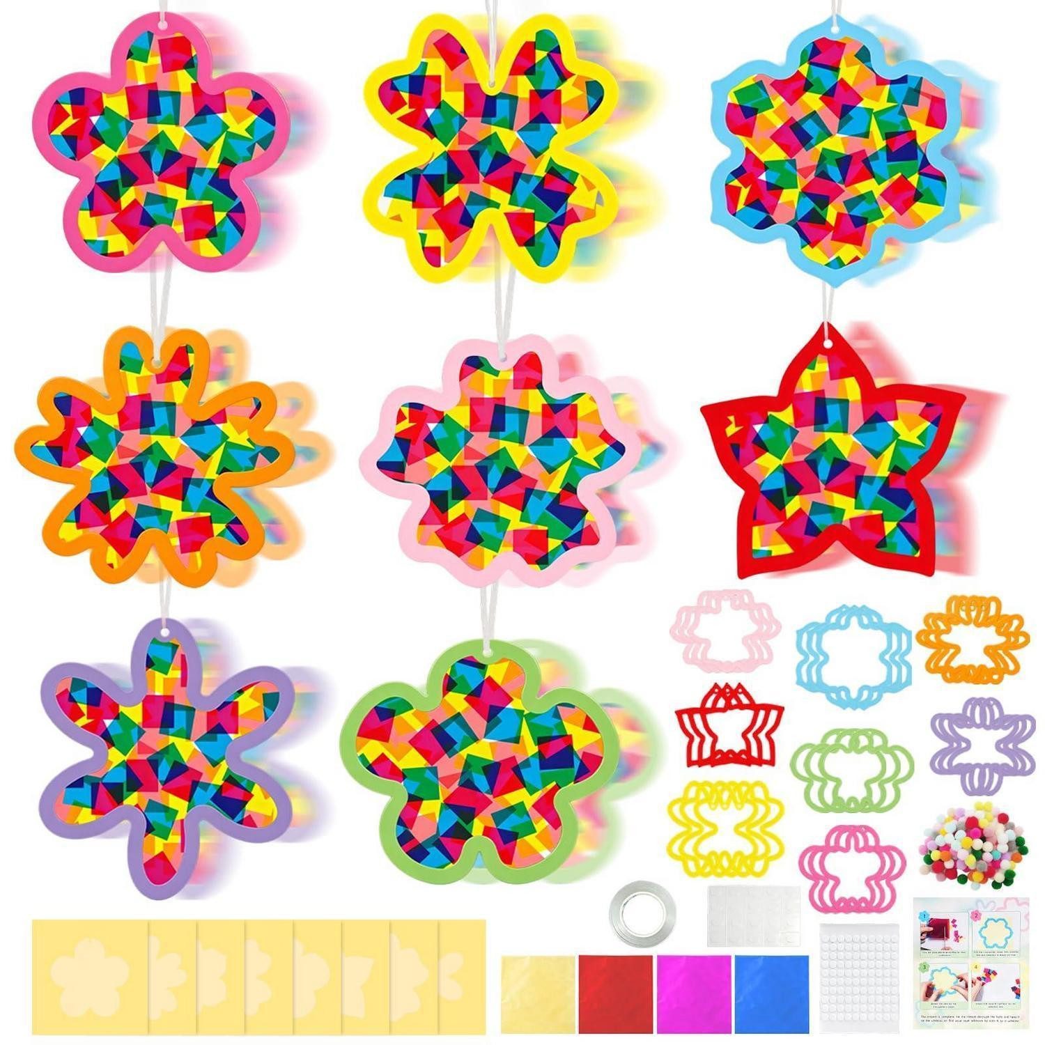 LuxusKollektion Kreativset Fensterbilder Bastelset Kinder 252-teilig Blumen