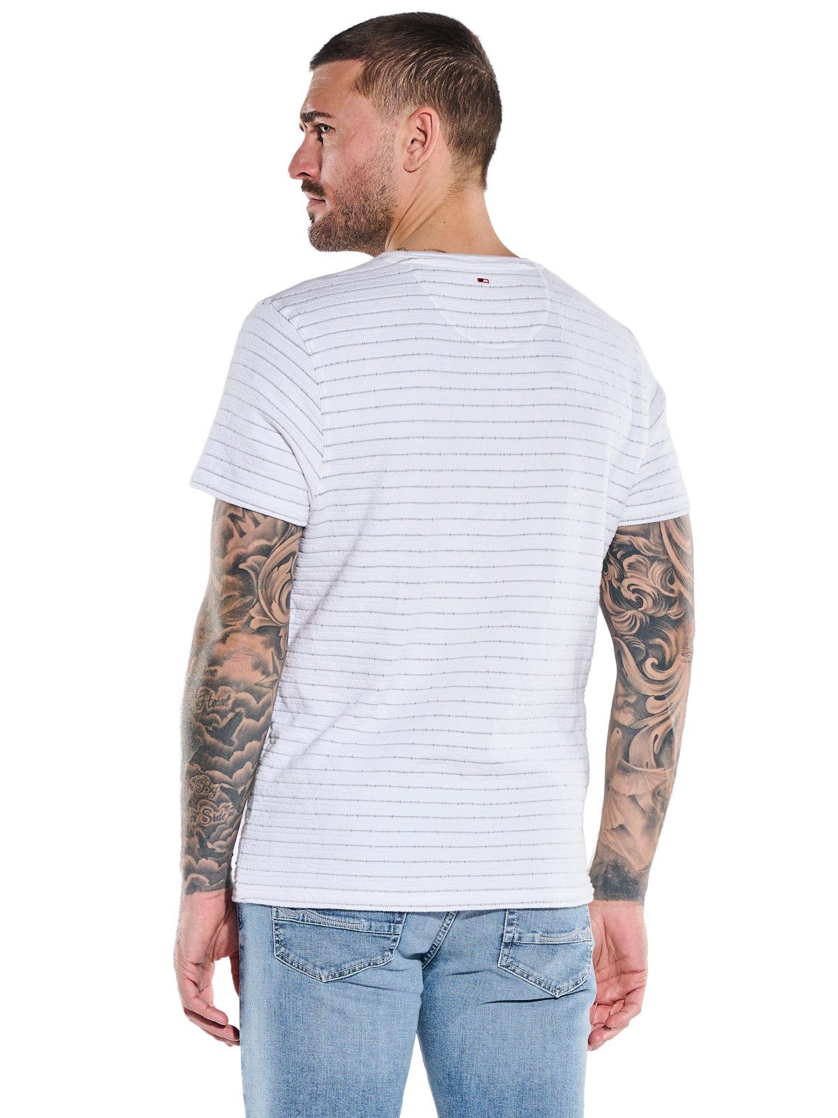 emilio adani T-Shirt Herren Rundhals T-Shirt, Reinweiss
