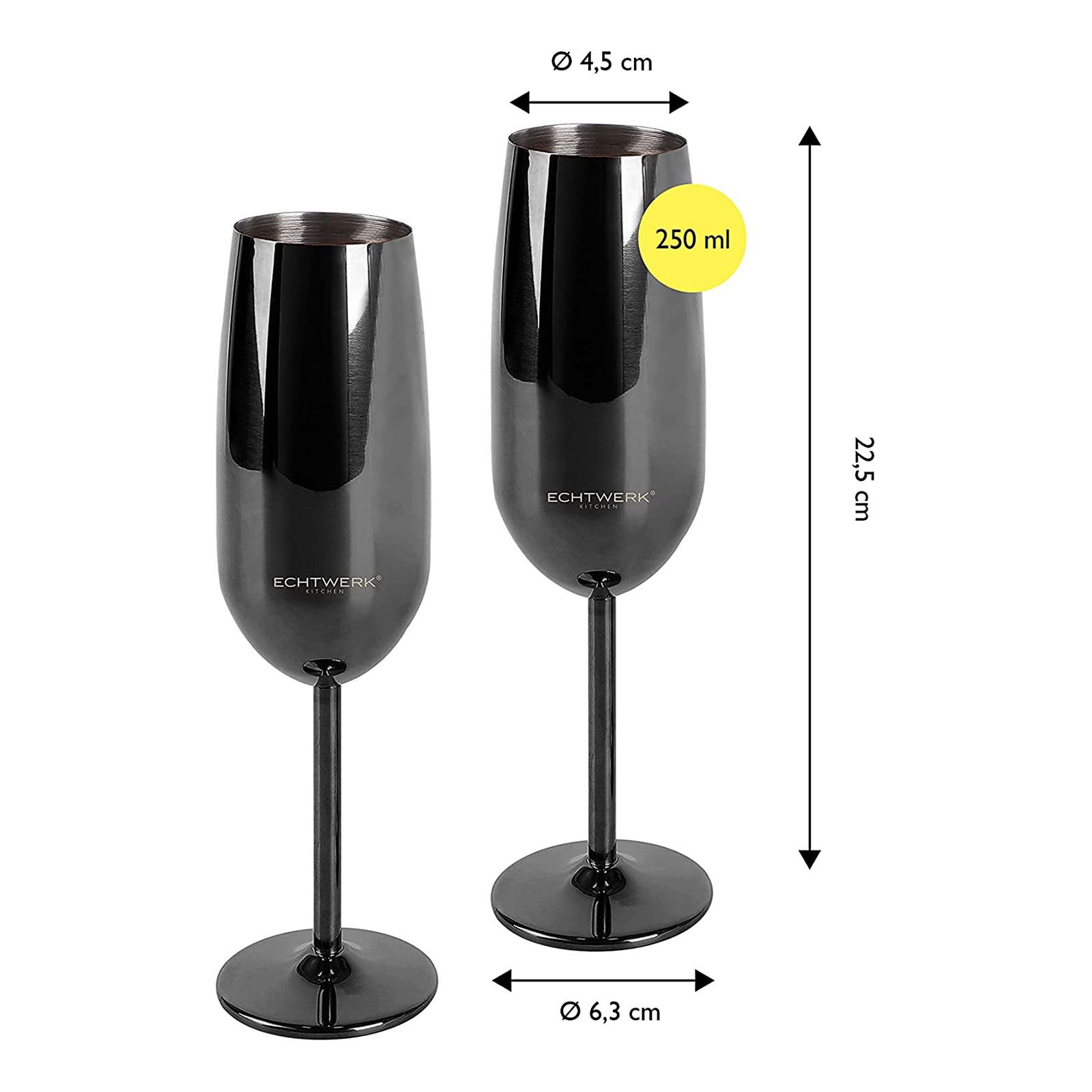 ECHTWERK Glas Sekt-/Champagnerkelch, 2-tlg., Edelstahl, Unzerbrechliche Gläser für Hochzeit/Outdoor/Picknick, 2-tlg