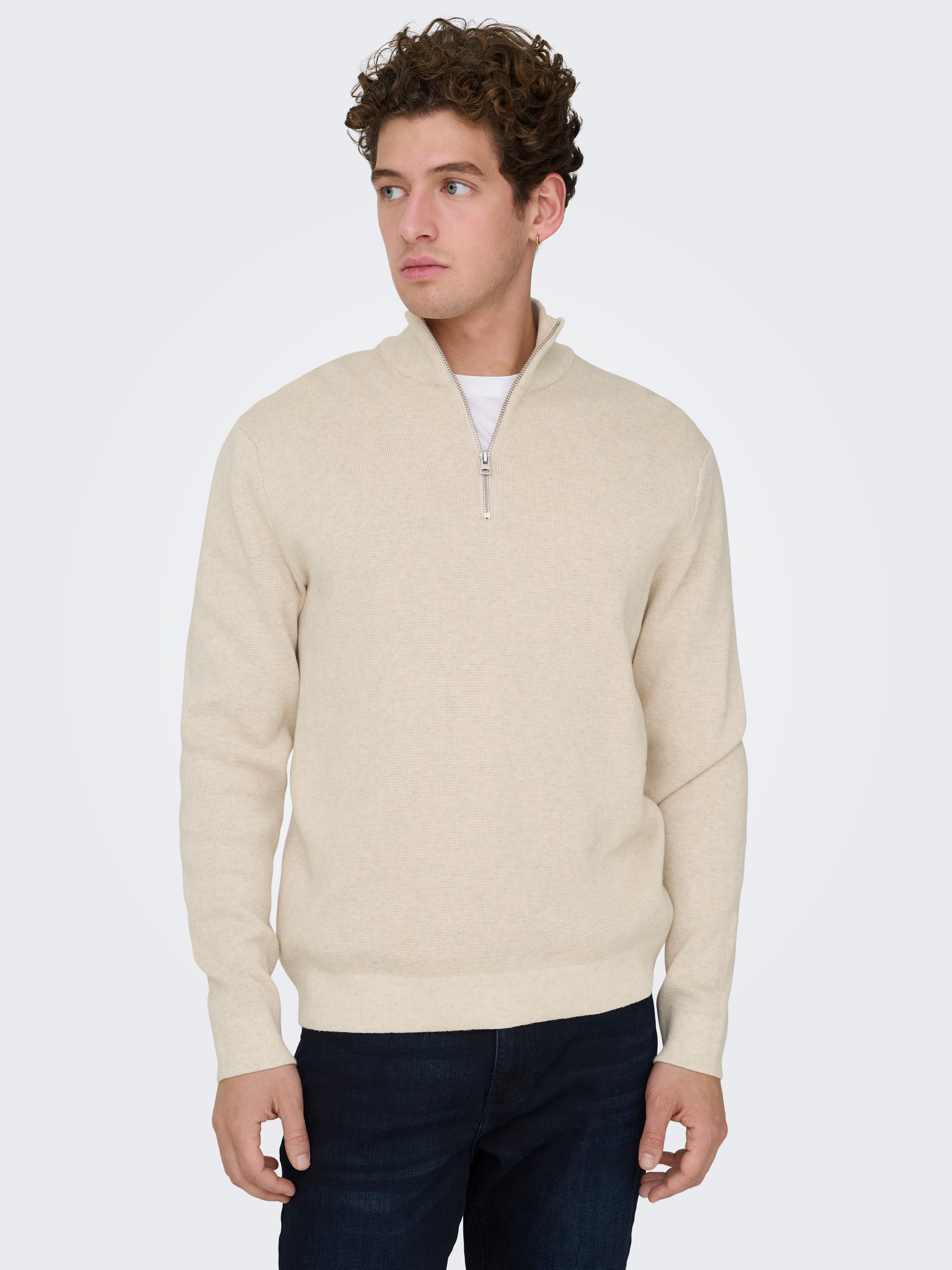 ONLY & SONS Troyer ONSTING LIFE REG HALF ZIP KNIT NOOS Baumwolle, regular fit
