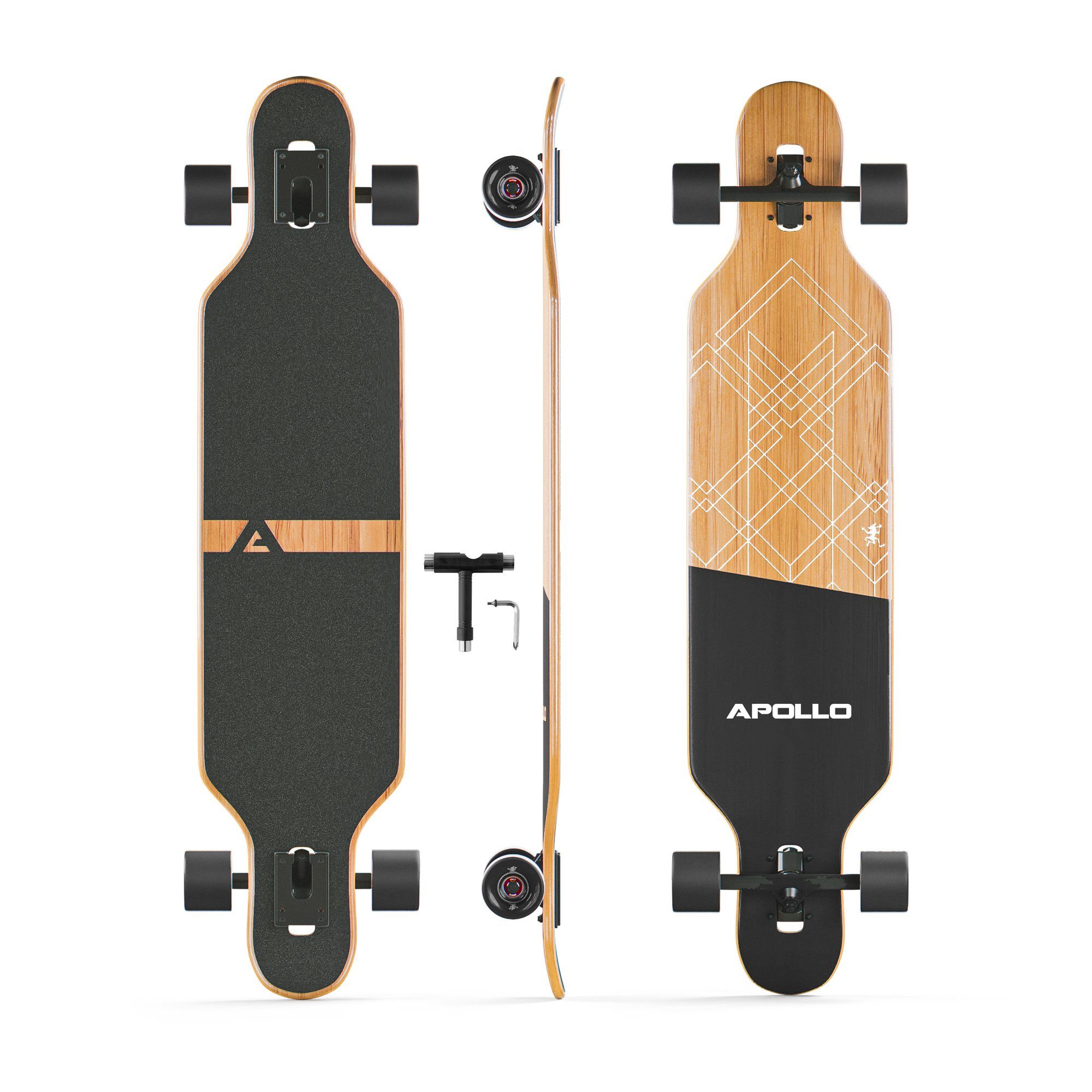 Apollo Longboard Twin Tip DT Fiberglas Longboards, Extrem leicht und stabil