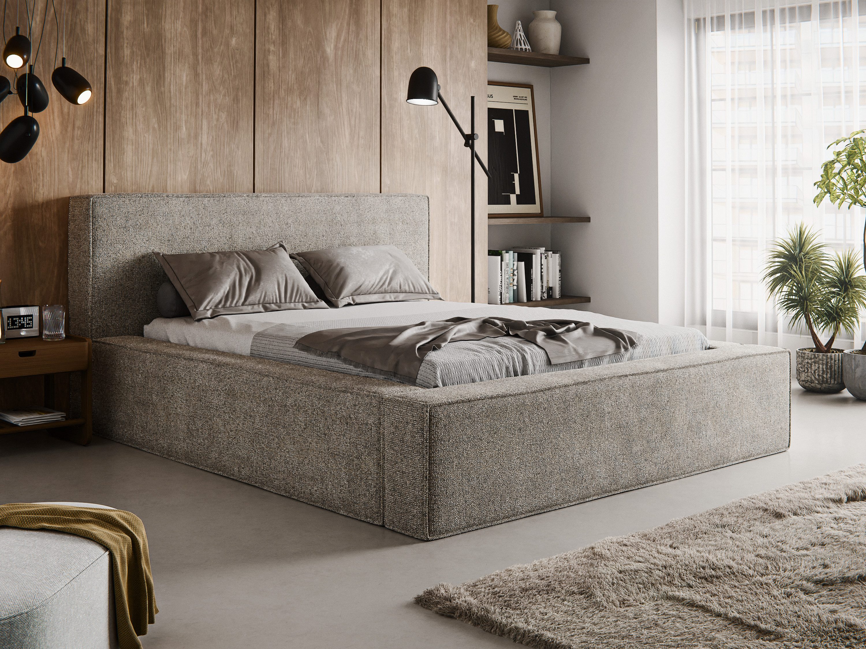 thematys Polsterbett mit Bettkasten, Stauraumbett, Bouclé günstig online kaufen