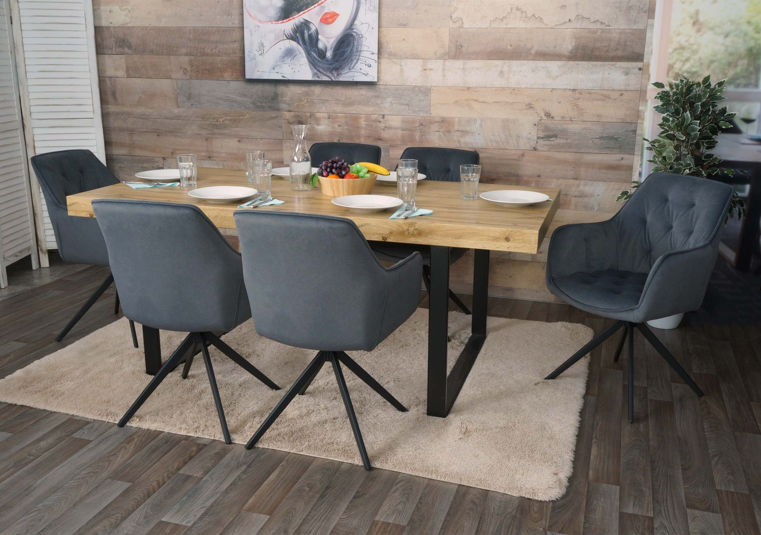 MCW Esszimmerstuhl MCW-L80-6 (6er-Set), Um 180° drehbar, Mit Autoposition