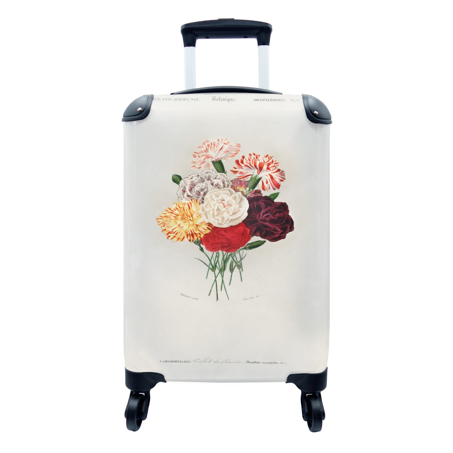 Reisekoffer 4 rollen, Vintage Trolley, Handgepäck mit - Rollen, Handgepäckkoffer Blumen Blatt, MuchoWow Ferien, Reisetasche für -