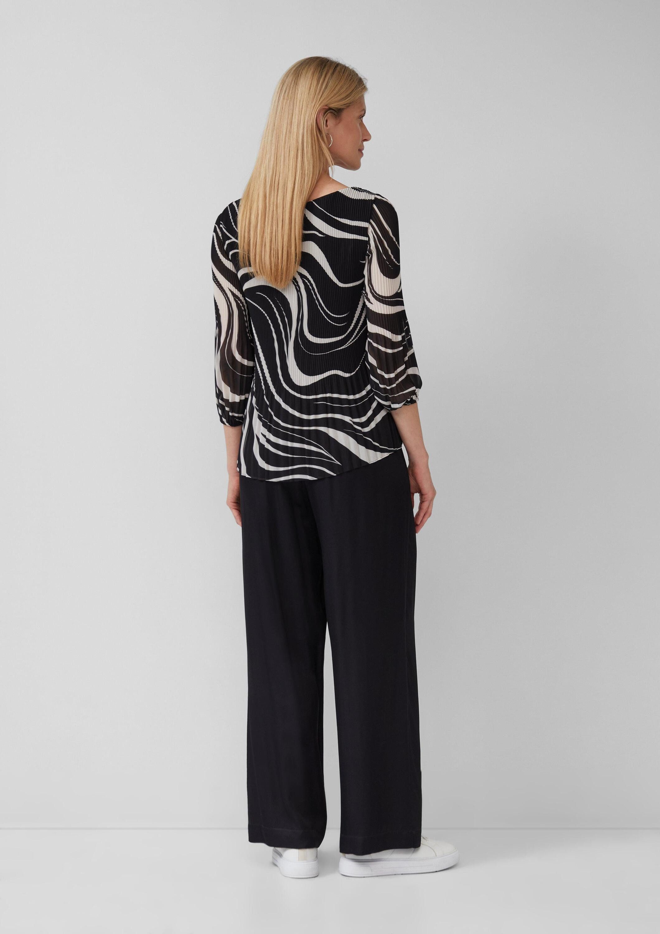 s.Oliver Langarmbluse Bluse Plissierte Bluse mit All-over-Print