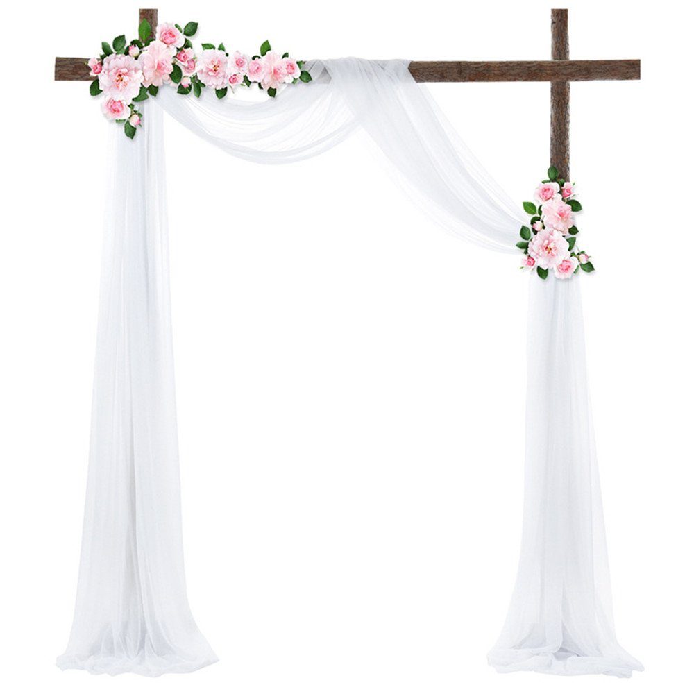 XDeer Dekohänger Hochzeitsbogen Vorhang,Hochzeits Hintergrund Vorhang, Kulissenvorhänge Hochzeitsbogen Gardinen Dekoration white