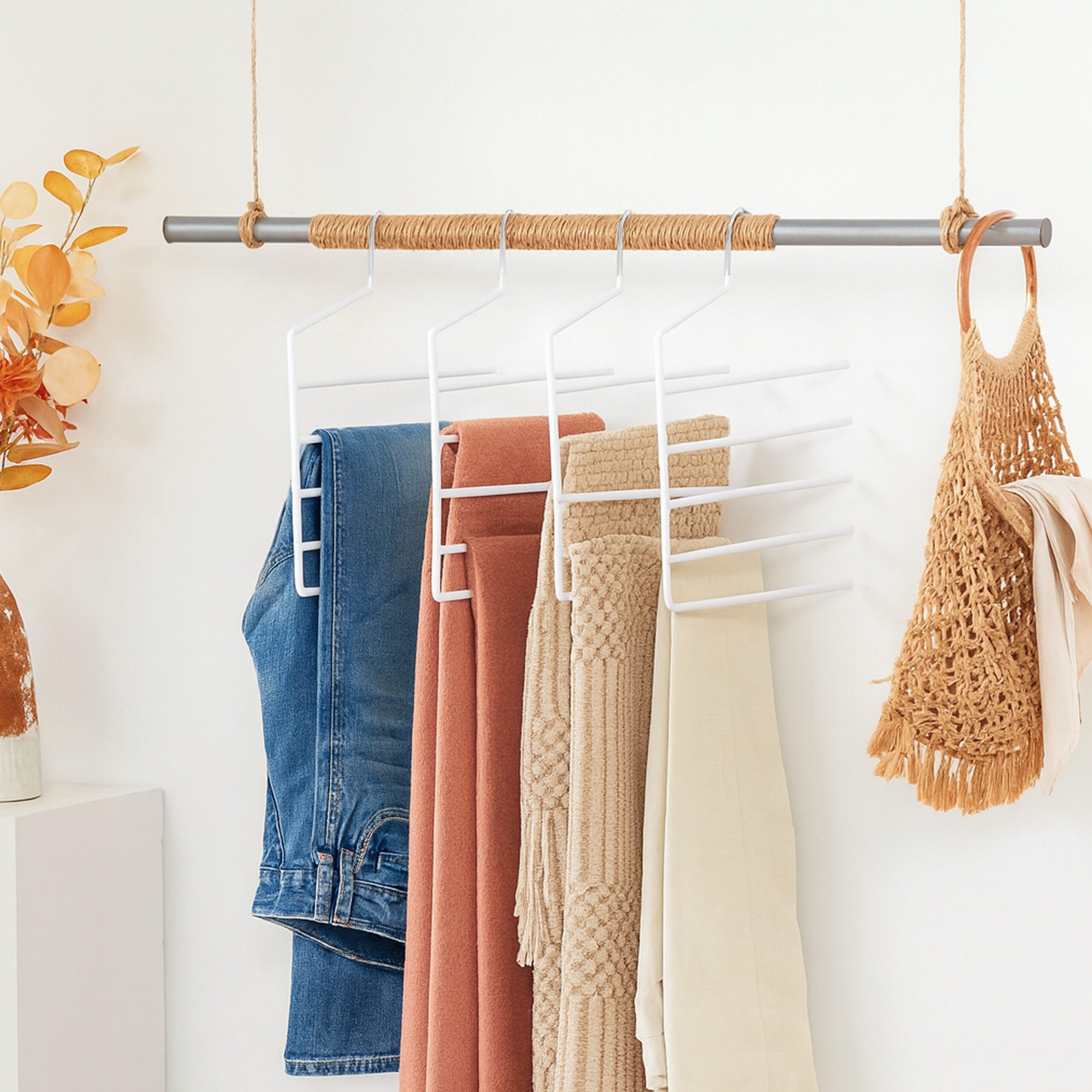 relaxdays Mehrfach-Kleiderbügel Mehrfachbügel Hosen im Set, weiß