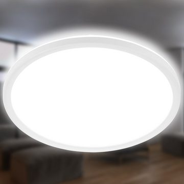 Briloner Leuchten LED Panel 3428-016, 377, LED fest verbaut, Neutralweiß, ultraflach, mit Backlighteffekt, weiß, 48 cm