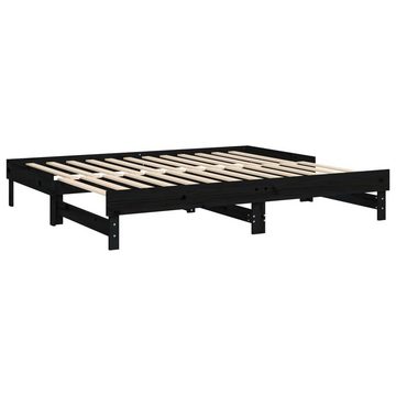 furnicato Bett Tagesbett Ausziehbar Schwarz 2x(100x200) cm Massivholz Kiefer