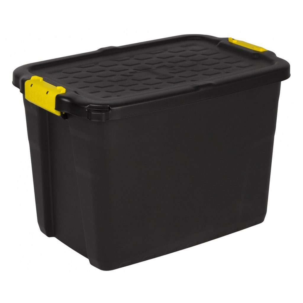 Kreher Aufbewahrungsbox "TOUGH" 60 Liter in Schwarz mit abschließbarem Deck günstig online kaufen