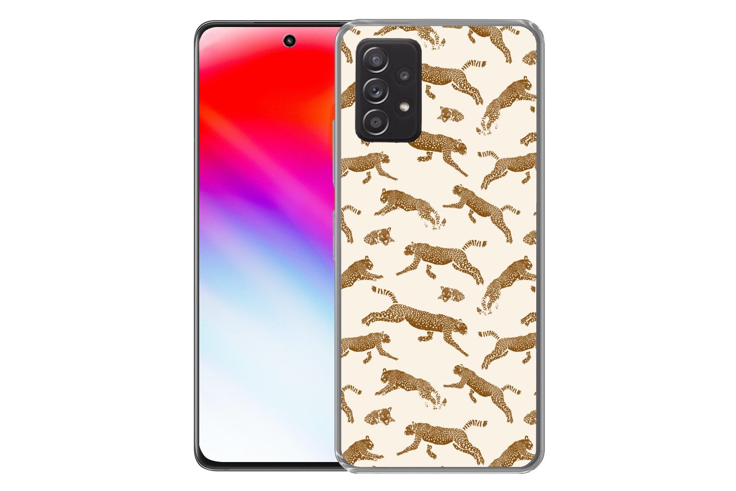 MuchoWow Handyhülle für Samsung Galaxy A33 5G Panther - Tiere - Beige - Braun - Muster, Smartphone-Bumper, Print, Handy Schutzhülle Dünn