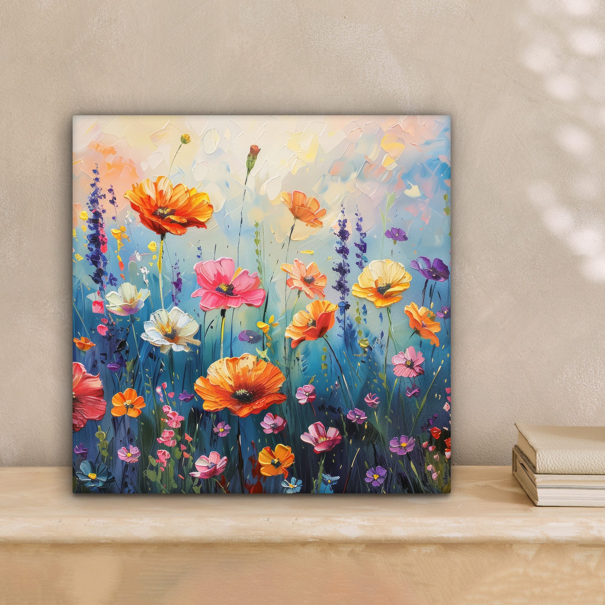 OneMillionCanvasses® Leinwandbild Blumen - Natur - Aquarell - Kunst, Fotodruck (1 St), Wandbild, Deko Schlafzimmer Wohnzimmer Flur 20x20 cm