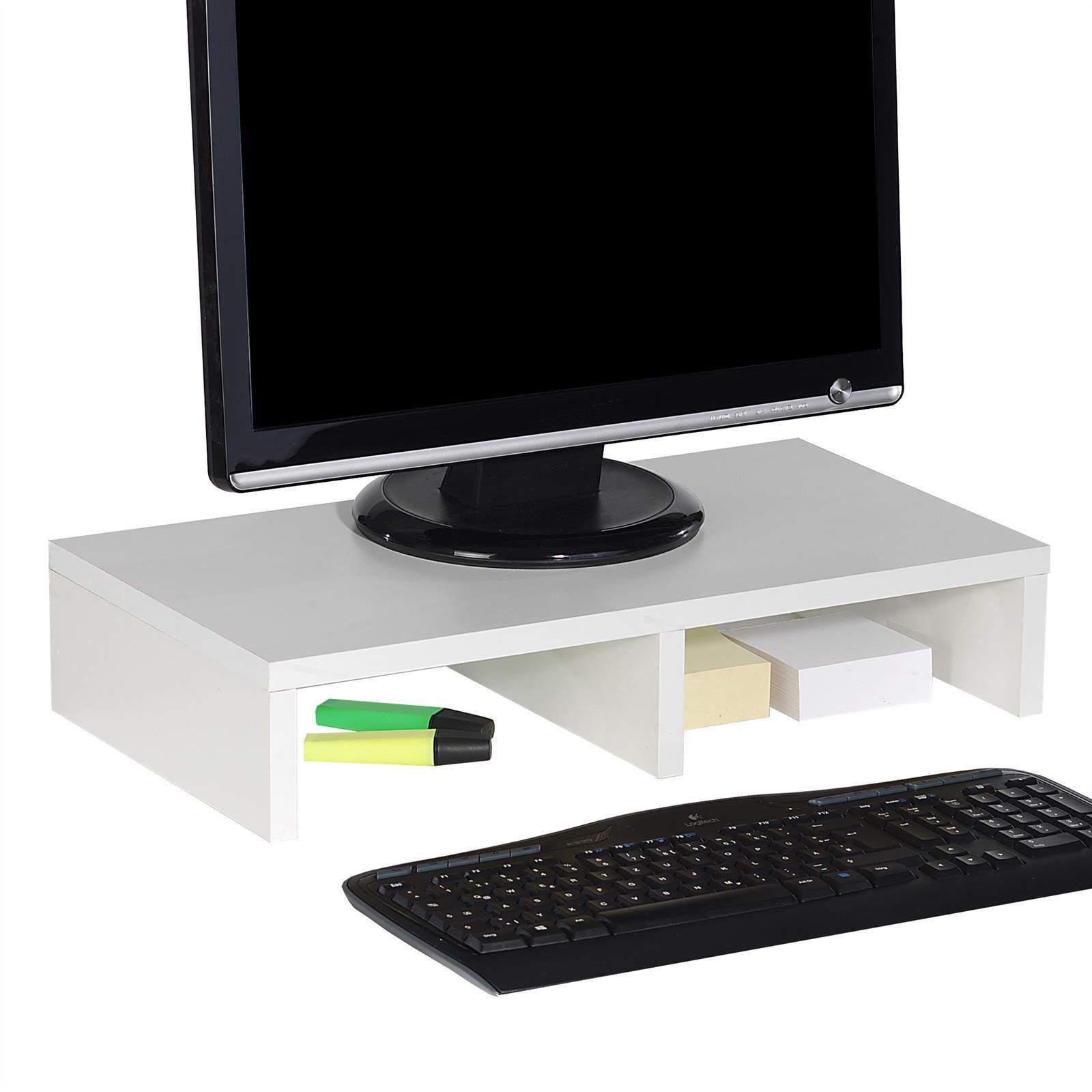 CARO-Möbel Monitorständer MONITOR, (Bildschrimerhöhung 50cm breit, Schreibtischaufsatz weiß)