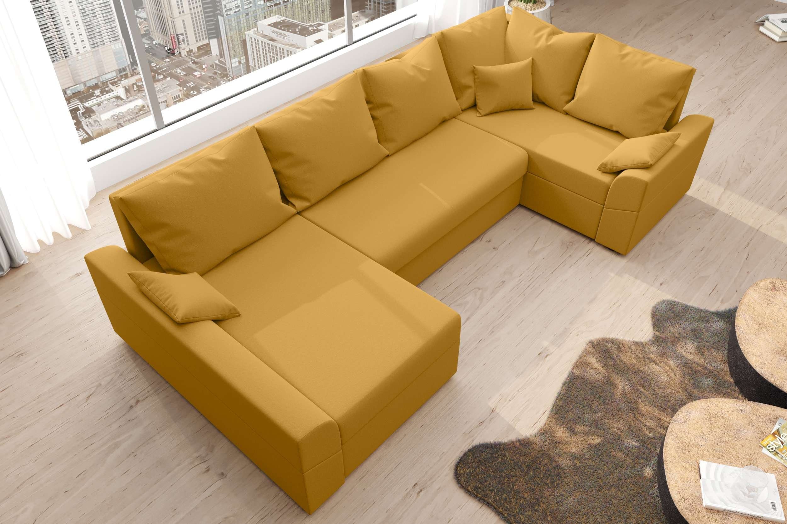 Stylefy Wohnlandschaft Bailey, U-Form, Eckcouch, Sofa, Sitzkomfort, mit Bettfunktion, mit Bettkasten, Modern Design