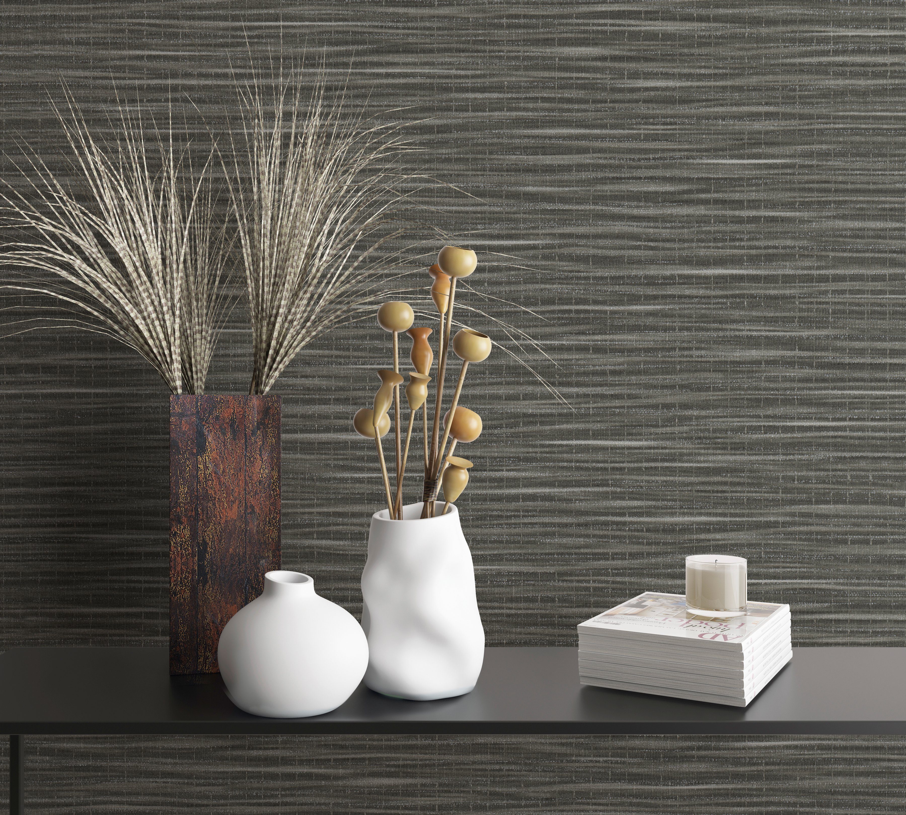 Marburg Vliestapete, gestreift, matt, unifarben mit Farbeinsätzen, (1 St), moderne Tapete für Wohnzimmer Schlafzimmer Küche