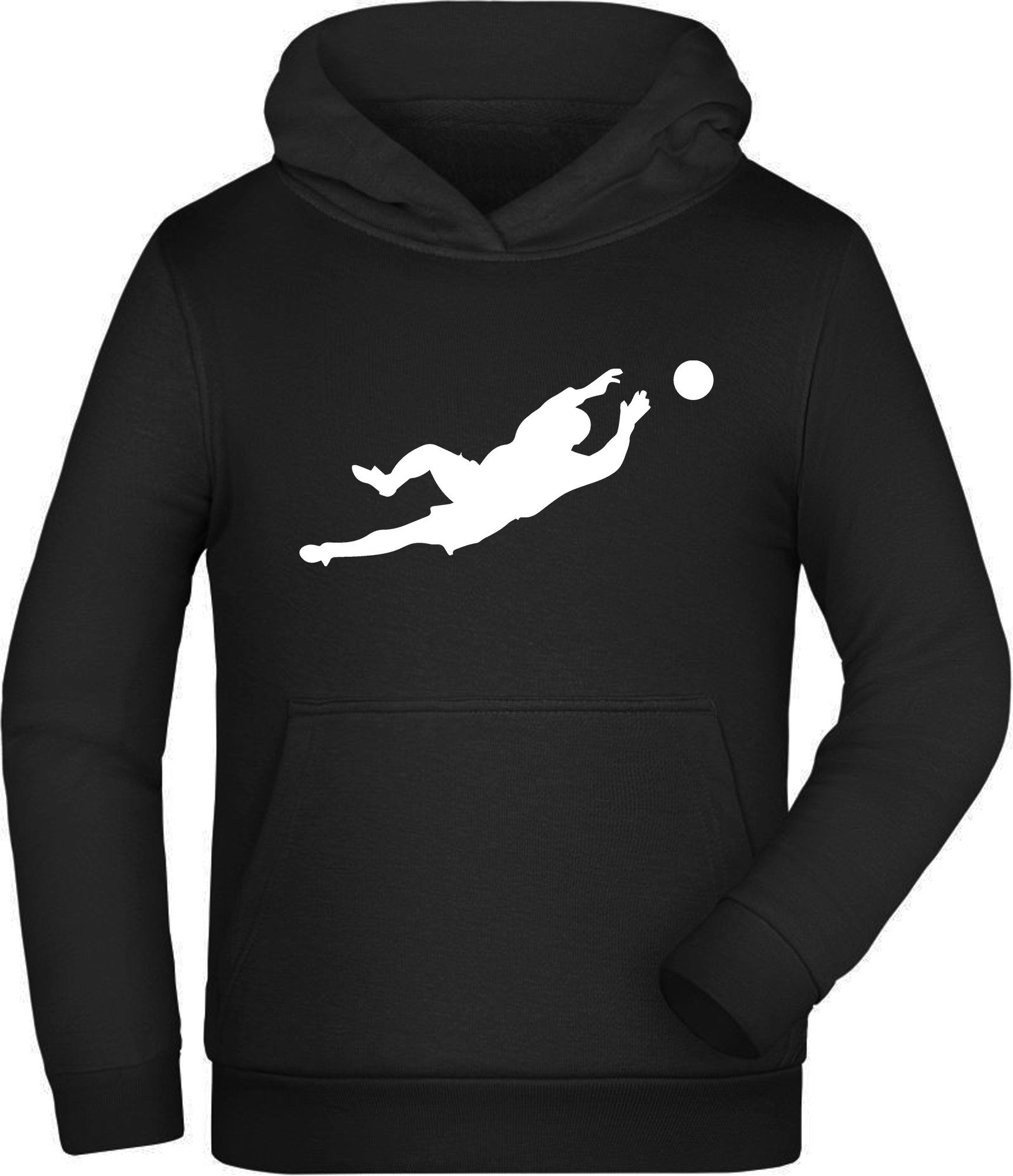 Hoodie Kinder Kapuzen Sweatshirt - Fußball Hoodie mit Torwart Silhouette