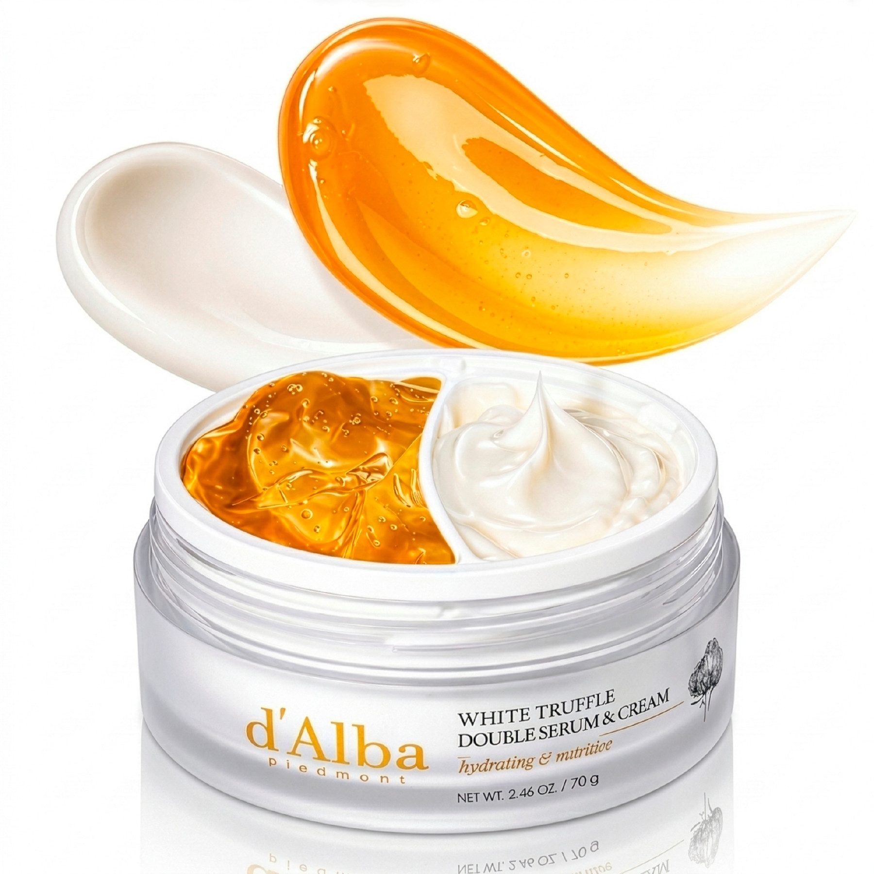 d'Alba Gesichtsserum Italian weißer Trüffel Double Serum Cream Koreanische Hautpflege, 1-tlg., Koreanische Hautpflege, Gesichtsserum, 2-in-1