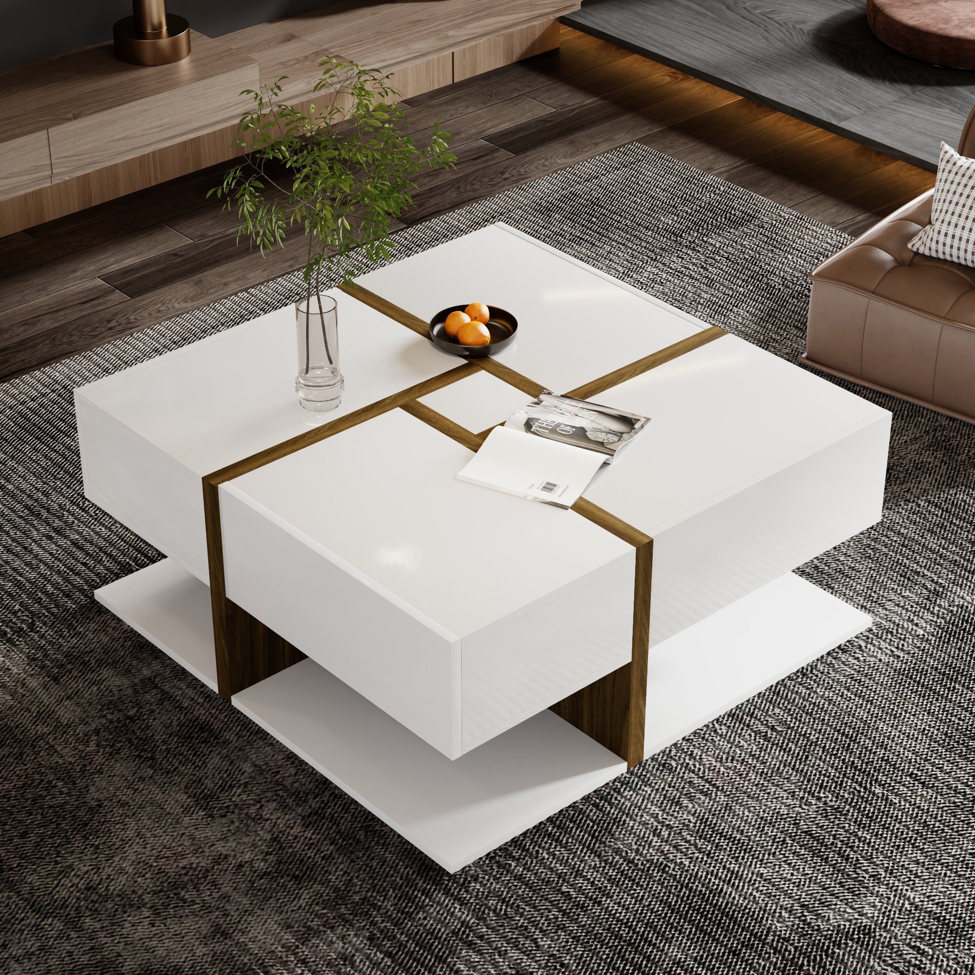 HAUSS SPOLE Couchtisch 78x78x34,8cm Hochglanz-Couchtisch mit günstig online kaufen