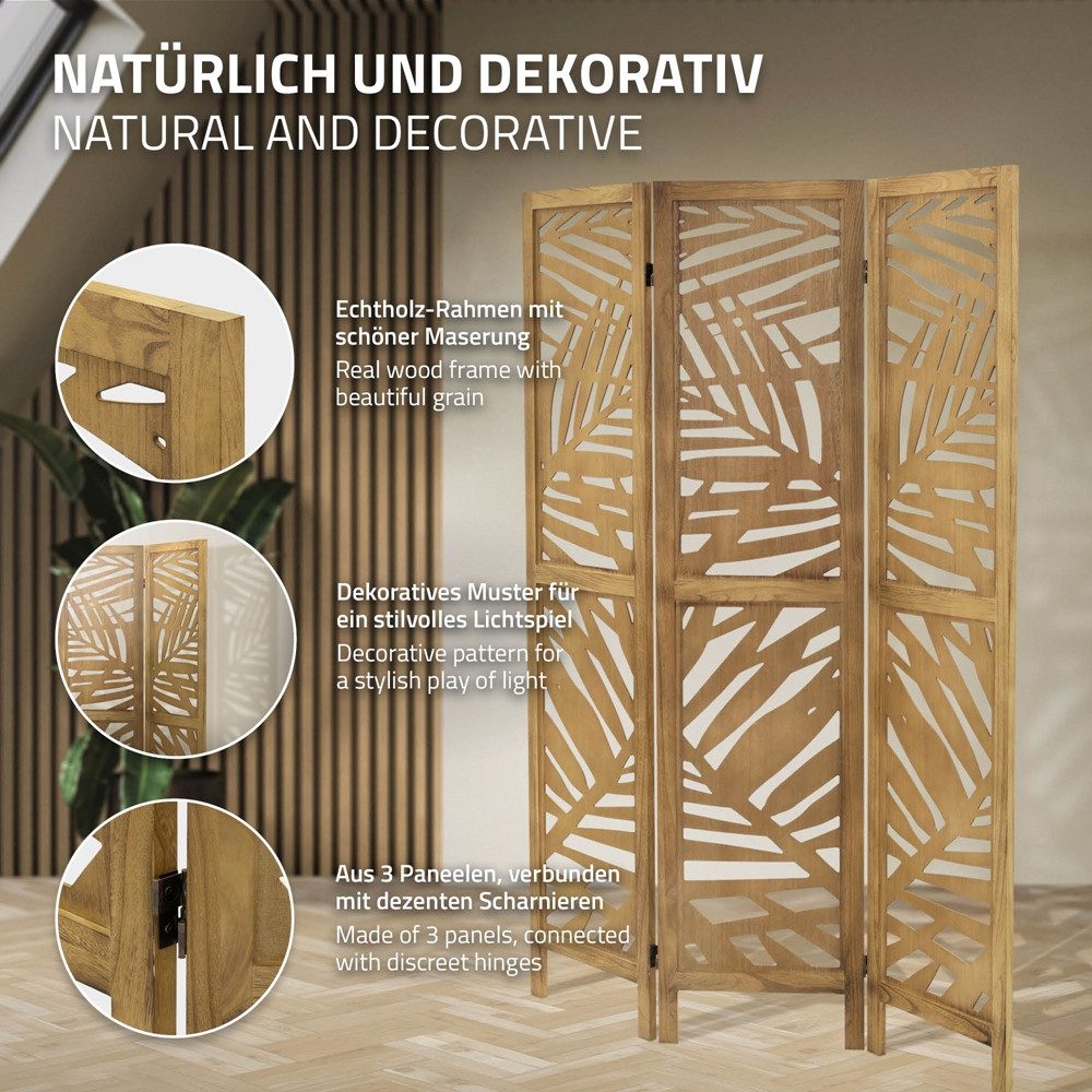 ML-DESIGN Paravent Raumteiler Faltbarer Sichtschutz Indoor Stellwand Sichtschutzwand, Raumtrenner 3-teilig Kyoto Natur 170x121cm Holz freistehend Trennwand – Bild 4 von 5