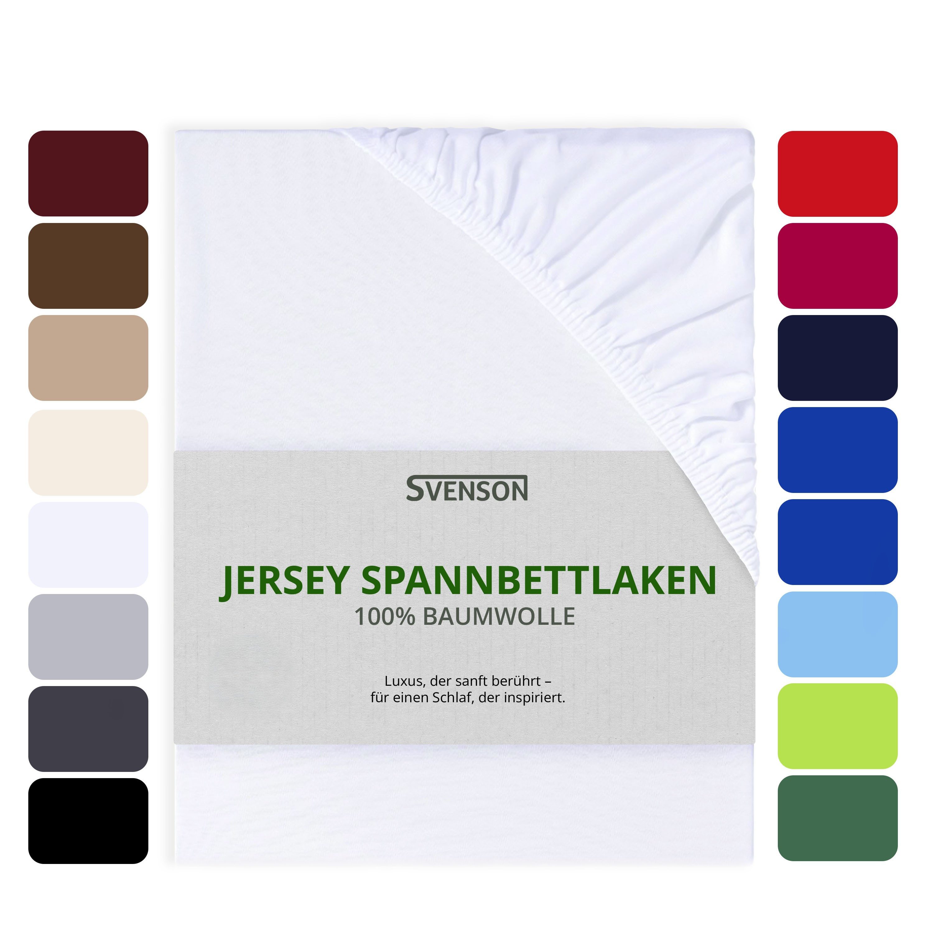 Svenson Spannbettlaken Svenson Jersey Spannbettlaken, 100% Baumwolle, Gummizug: rundum, (1 Stück), Weiß