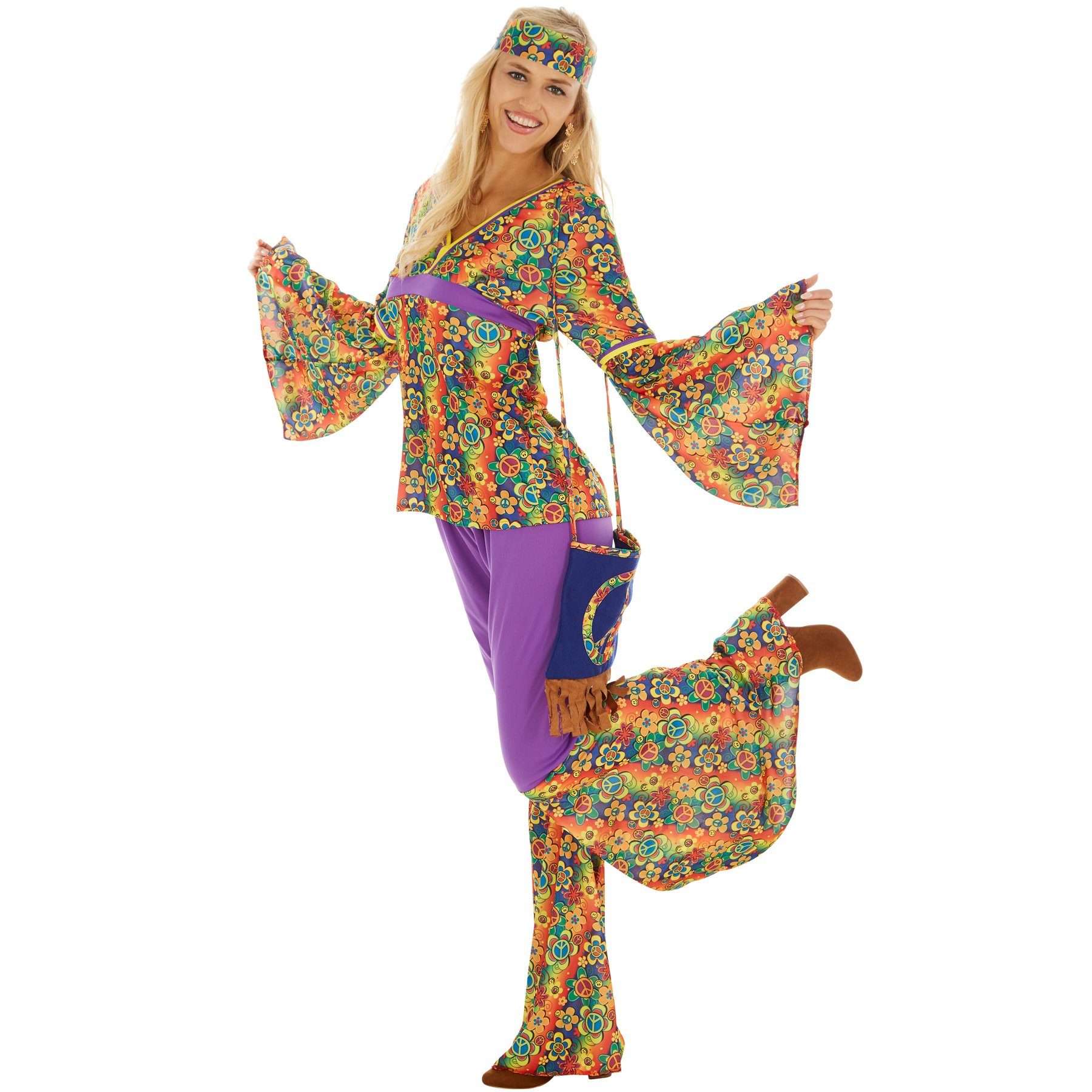 dressforfun Hippie-Kostüm Frauenkostüm Hippie, Oberteil und Hose aus Elasti günstig online kaufen
