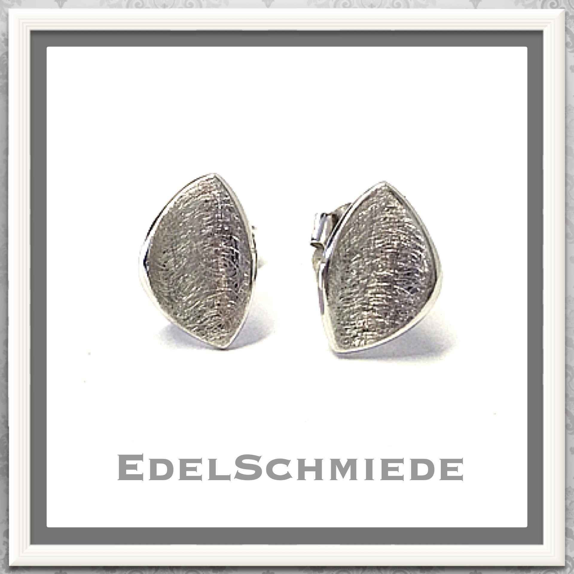 Ohrstecker-Set Ohrstecker in 925 Silber rhod. eismatt & gewölbt