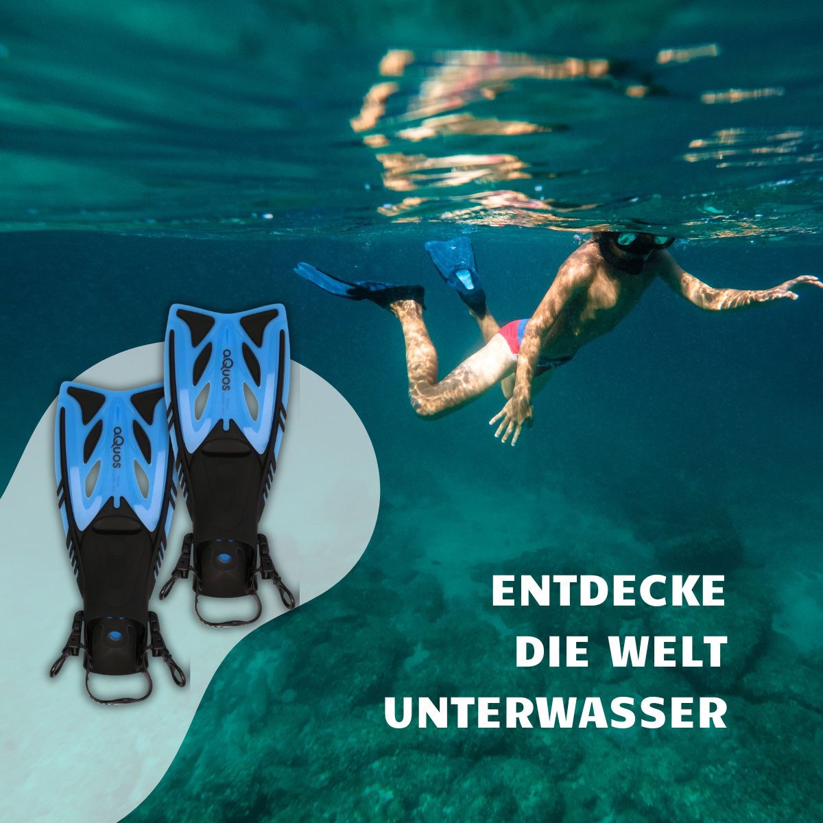 aQuos Flosse Aquos Junior Kinder Flossen blau Pelican Taucherflossen, mitwachsend, verstellbares Fersenband