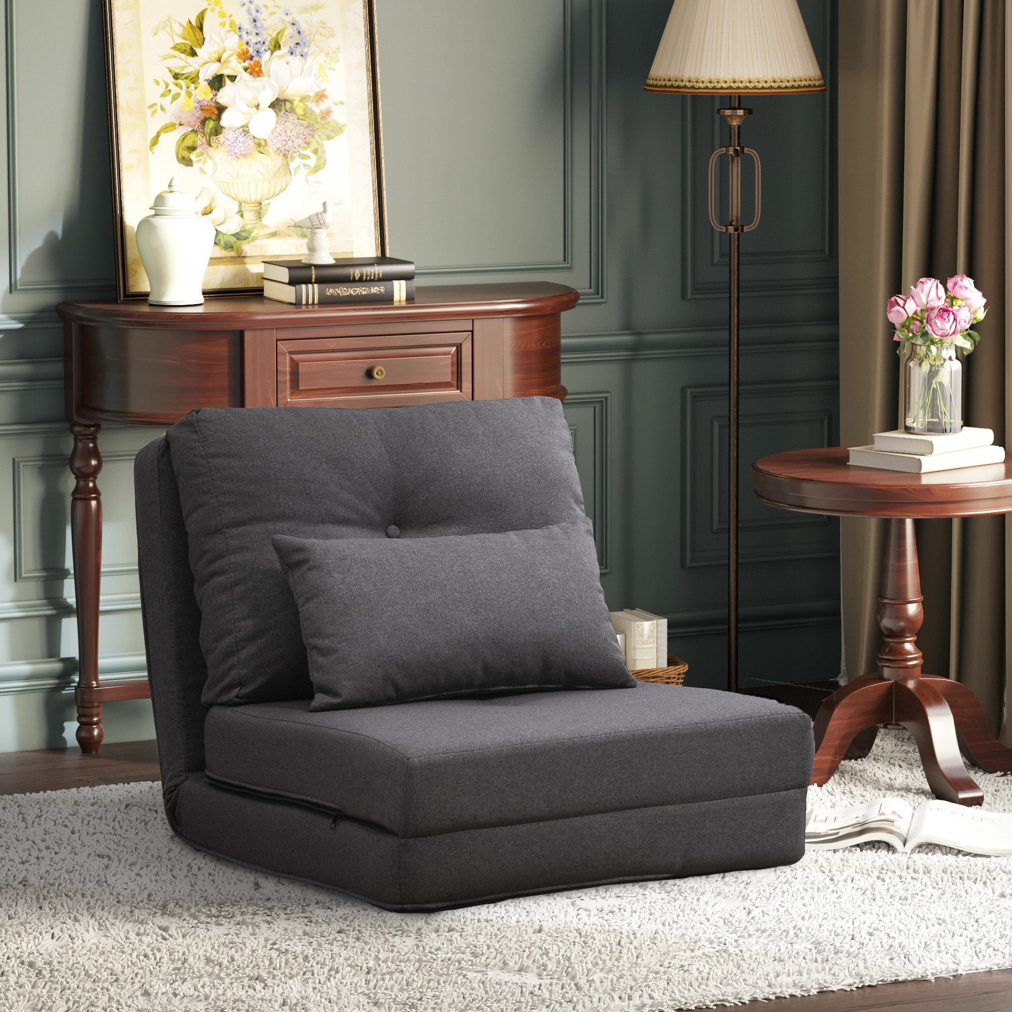 HOMCOM Schlafsofa mit verstellbarer Rückenlehne, Zierkissen, Bodensofa 1 Te günstig online kaufen