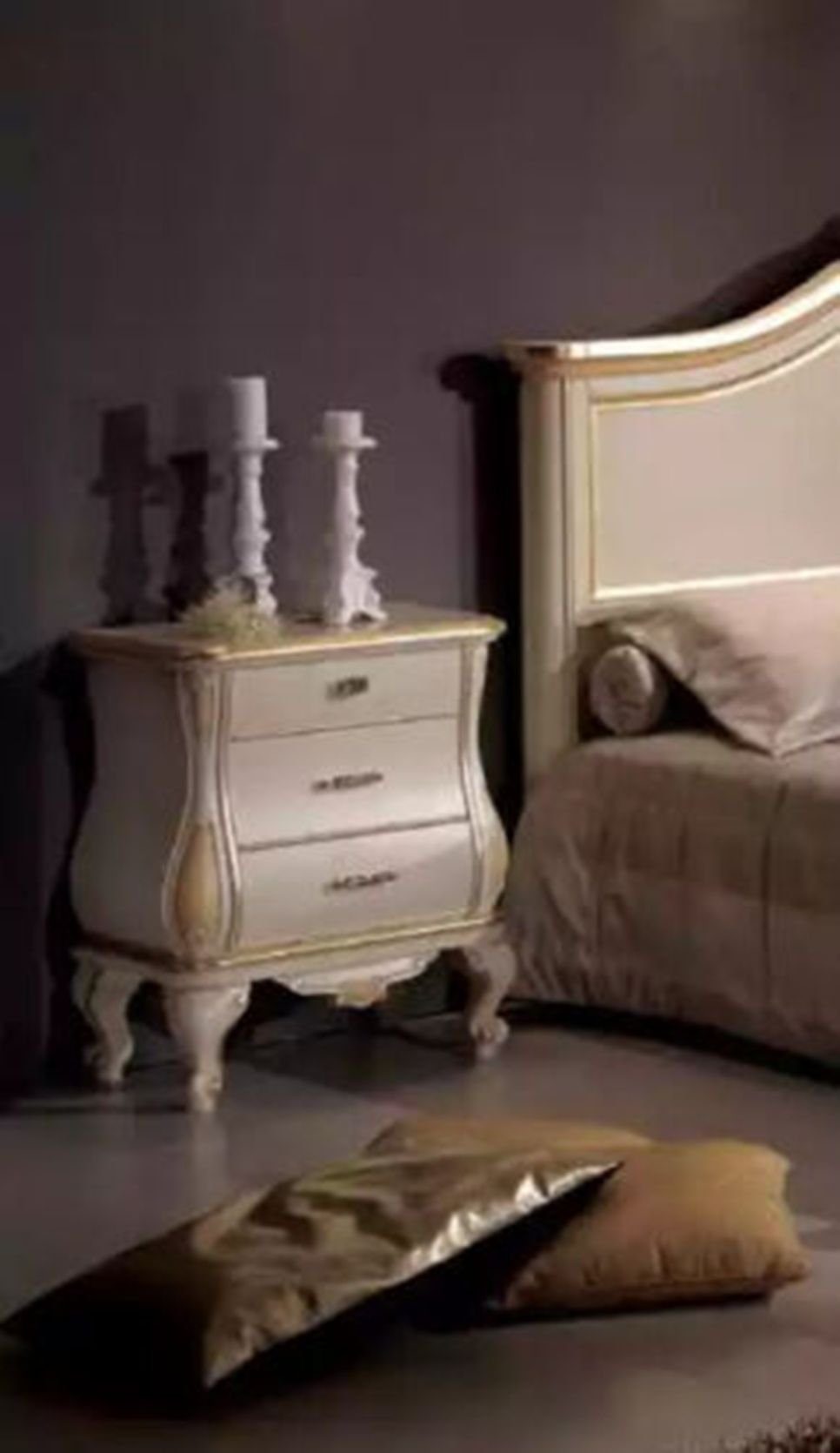 JVmoebel Nachttisch Klassische in im aus Möbel Weißem Holz Made (1-St., Nachttisch), Nachttisch Italy Schlafzimmer