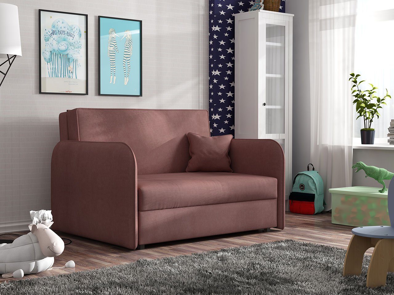 MIRJAN24 Schlafsofa Viva Loft II, mit Bettkasten und Schlaffunktion, Couch 2 Sitzer Polstersofa, inkl. Kissen