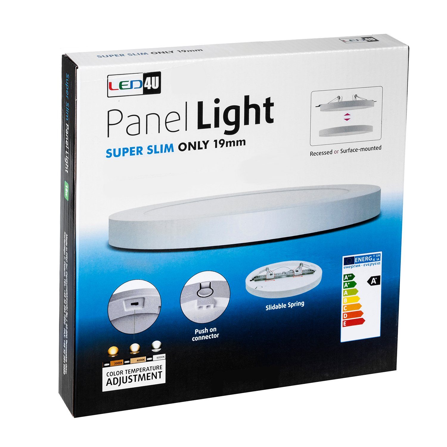 LED4U LED Panel LD141, Warmweiß, mit Kaltweiß, 24W Sensor Farbtemperatureinstellung LED Neutralweiß, Panel