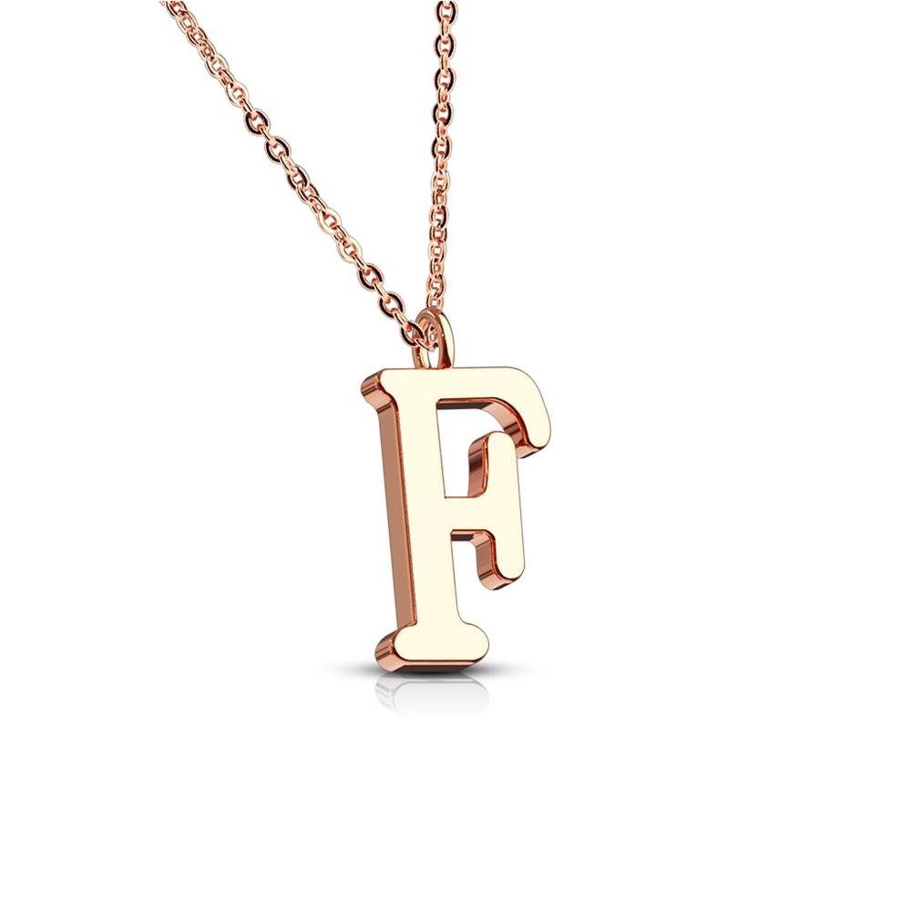 Buchstaben Ketten-Set Damen klar Necklace aus BUNGSA F Anhänger (1-tlg), Edelstahl Rosegold Halskette Kette |