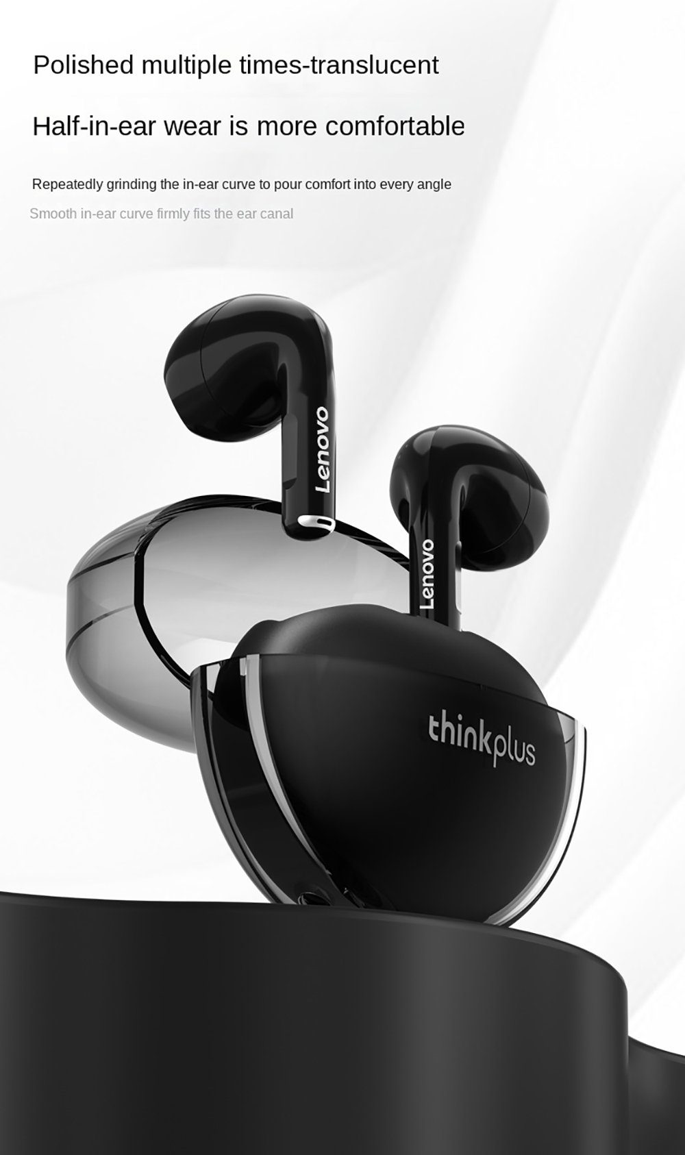 kabellos, Assistant, Touch-Steuerung Kopfhörer-Ladehülle mit 5.3, Bluetooth-Kopfhörer Siri, Schwarz) Bluetooth Google (True - mit 280 LP80 Stereo-Ohrhörer Pro mAh Wireless, Lenovo