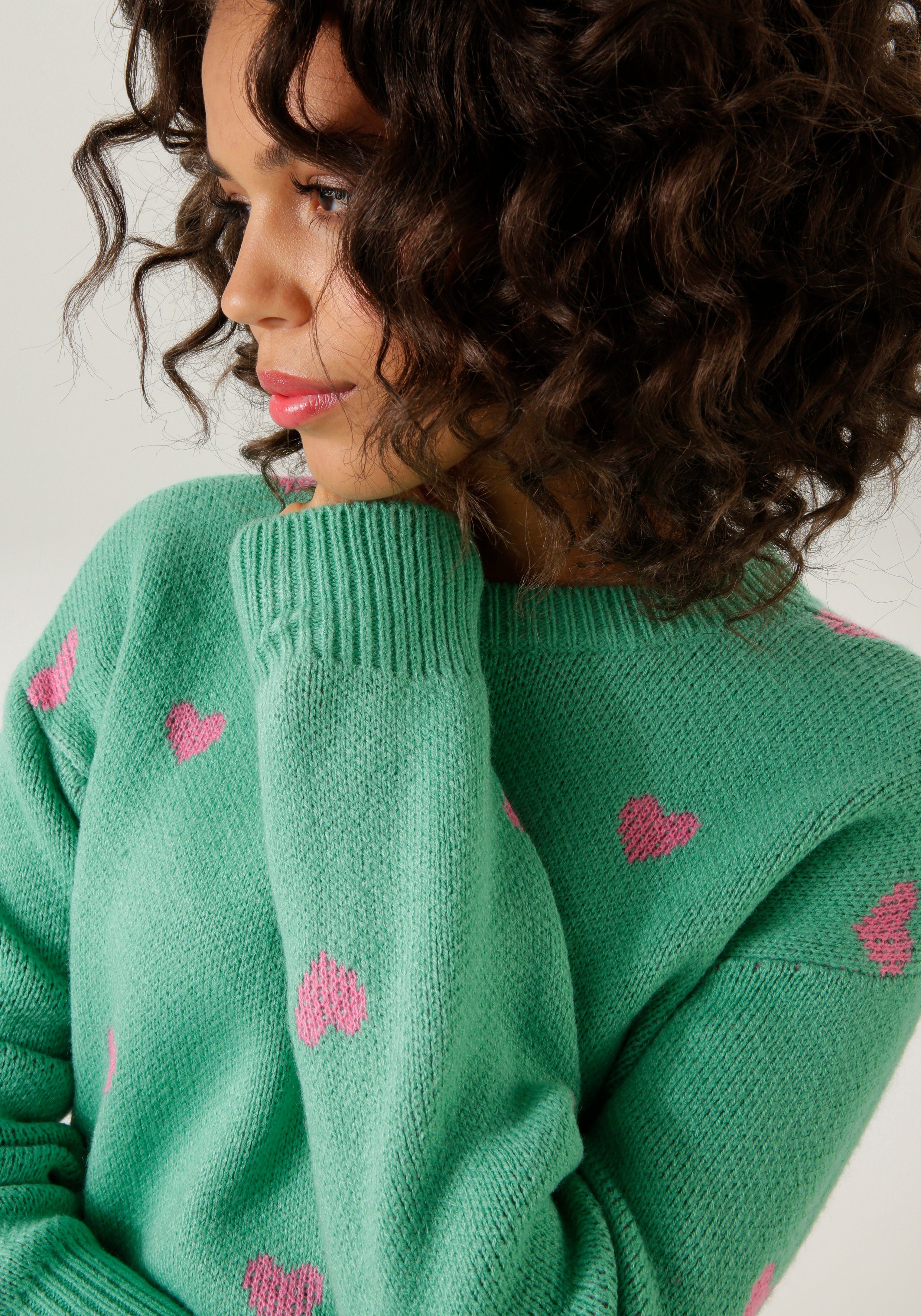 Aniston CASUAL Strickpullover mit eingestrickten Herzchen