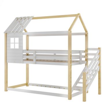 OKWISH Kinderbett Jugendbett, Hausbett, Rahmen aus Kiefer, weiß (200x90cm)