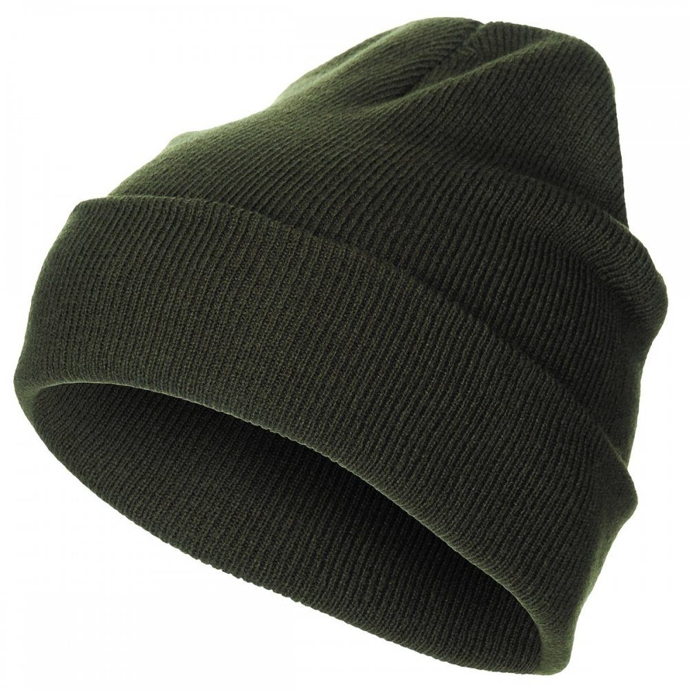 MFH Beanie Rollmütze, Polyacryl, fein gestrickt - oliv (Packung) doppelt gelegt