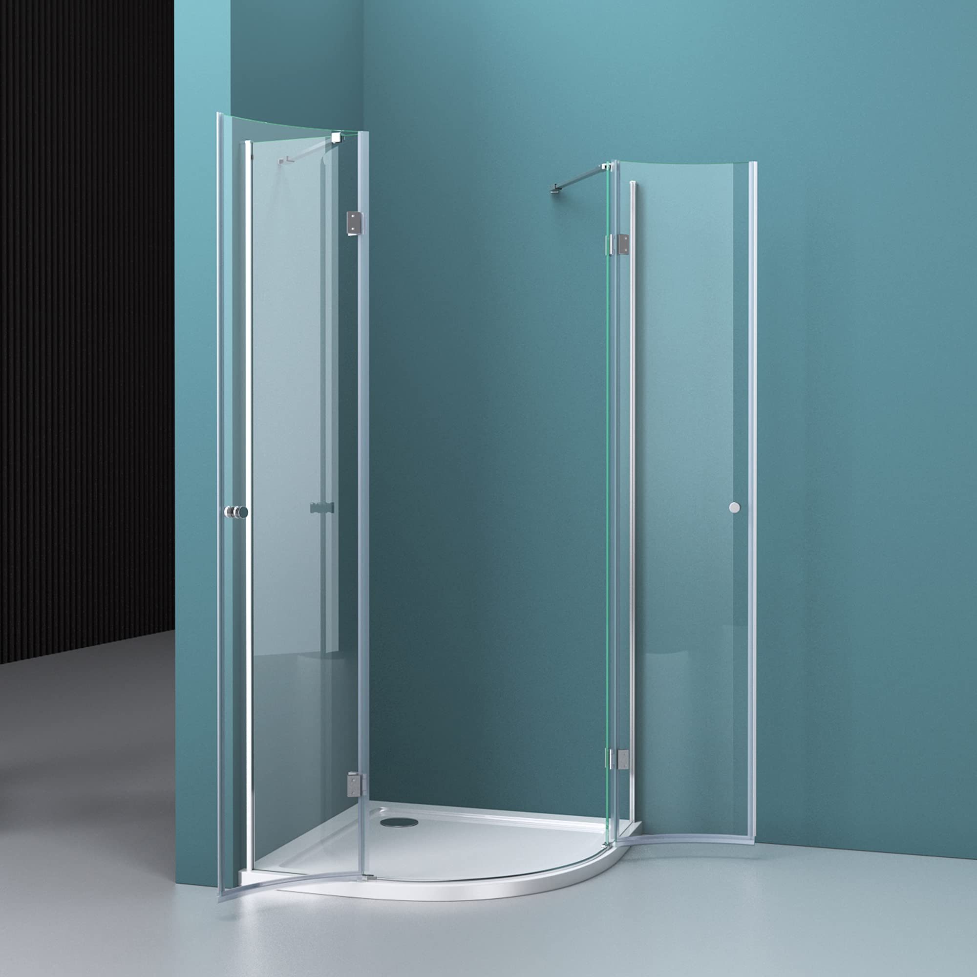Mai & Mai Runddusche Duschkabine Duschabtrennung Viertelkreis ESG Glas mit NANO R02, BxT: 80x80 cm