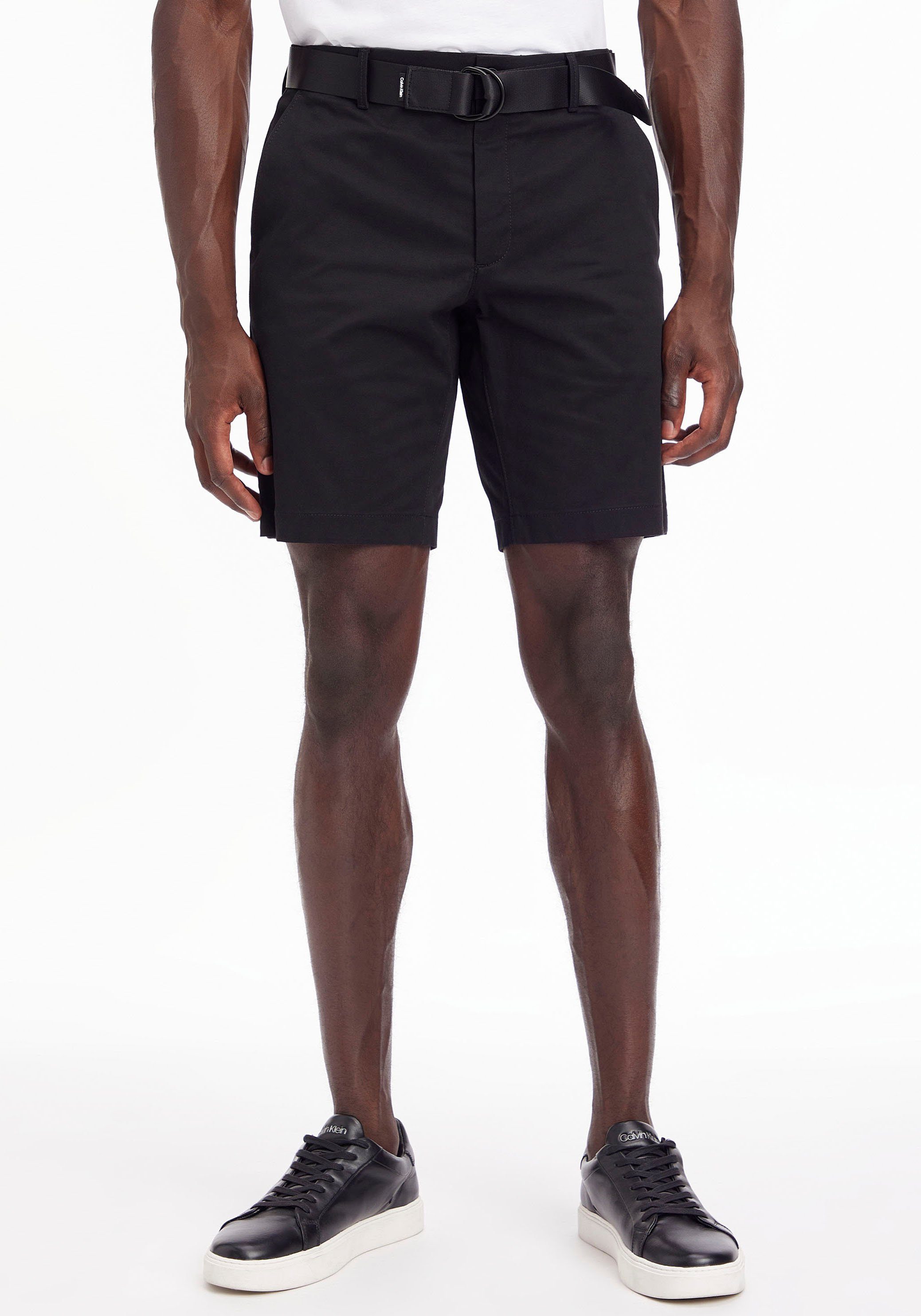 Calvin Klein Shorts MODERN TWILL SLIM mit Gürtel schwarz