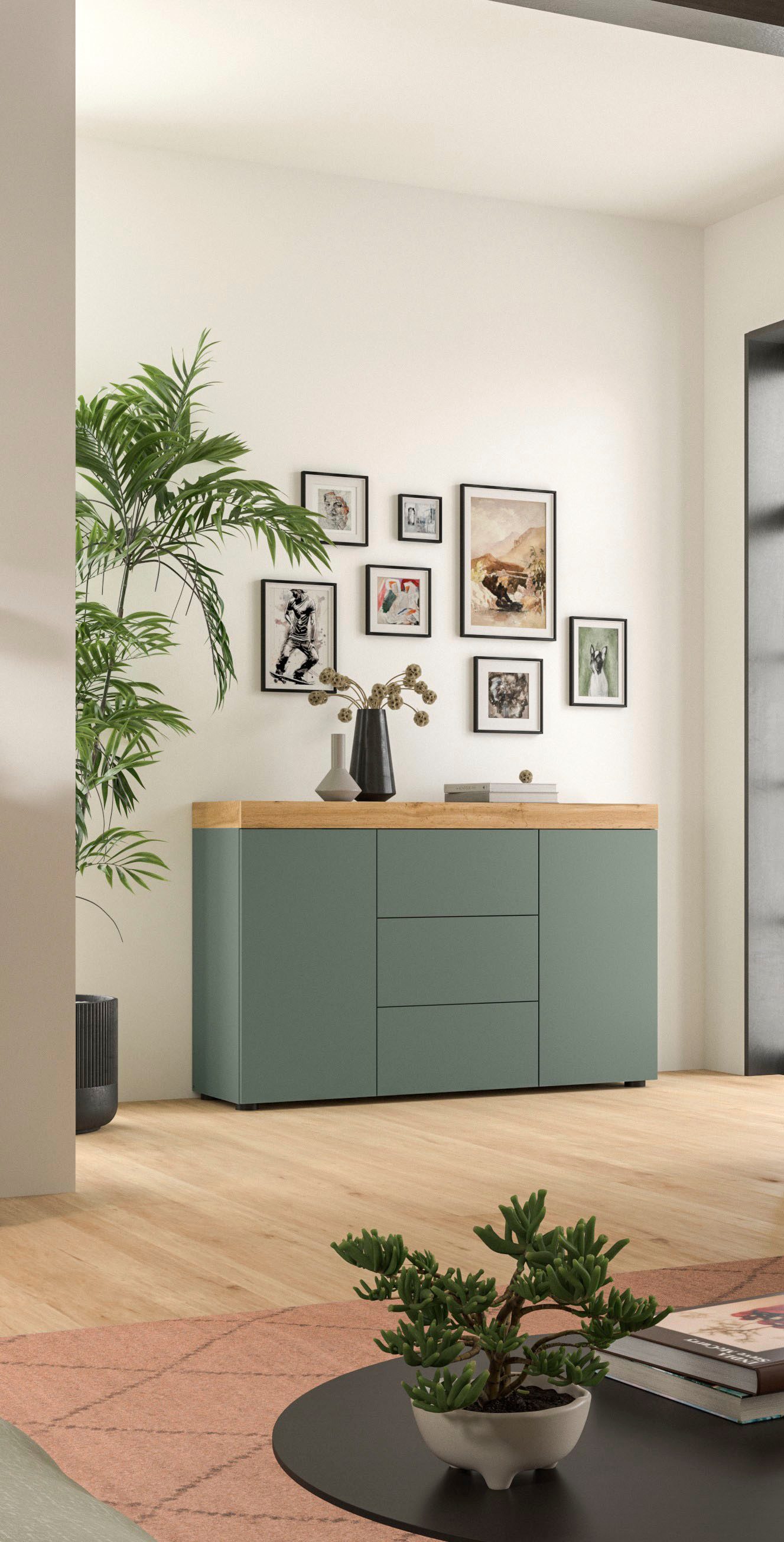 OTTO home Sideboard MAMBO, TOPSELLER!, Breite 125cm, 2 Türen, 3 Schubkästen, push-2-open (1 St., 2 farbige Ausführung, in verschiedenen Farben erhältlich), Sideboard, Kommode, Wohnzimmer, Flur, Arbeitszimmer