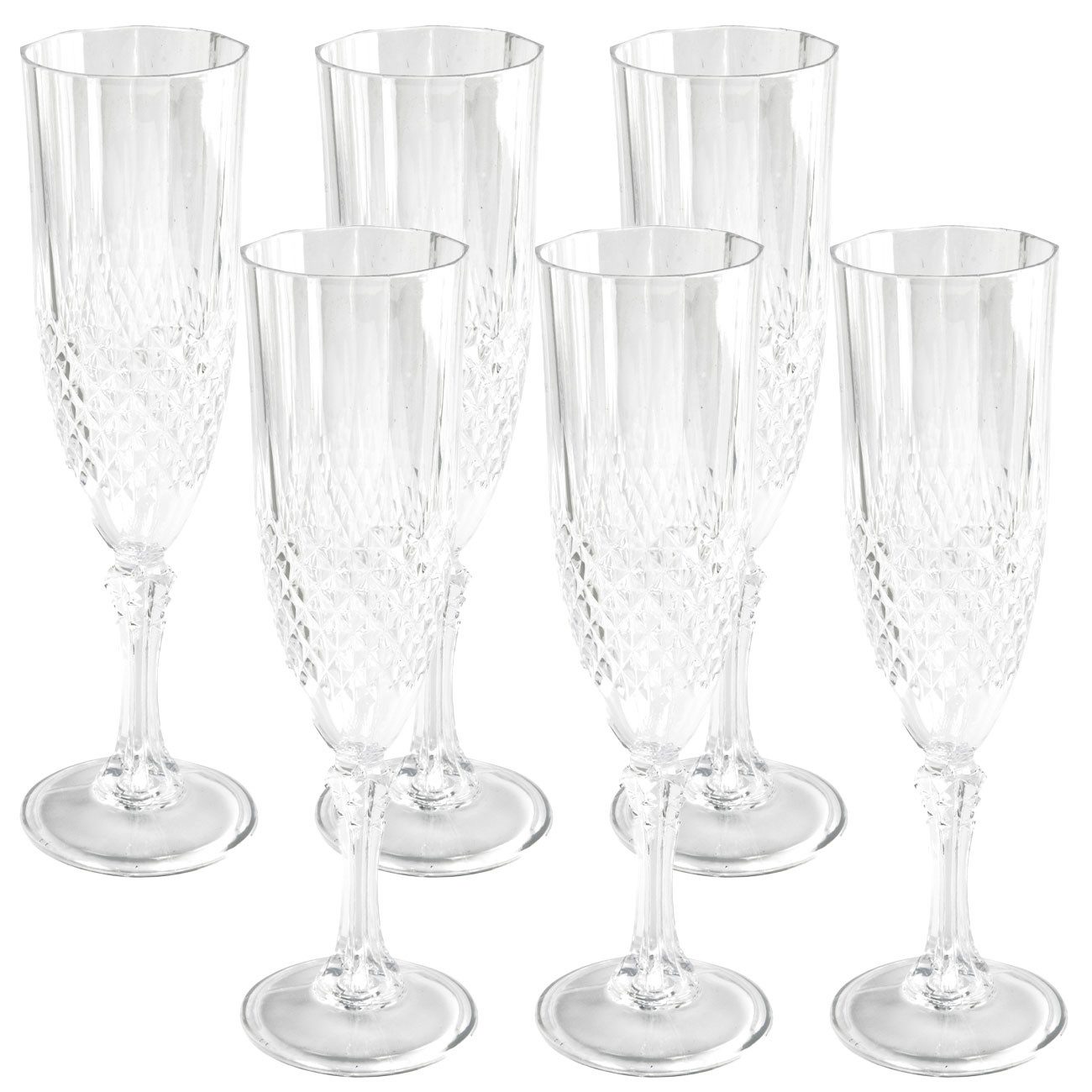 *Alpina* Champagnerglas 6er Set Champagnergläser Kunststoff Kristalleffekt Bruchfest 200ml, 6-tlg., Volumen je Glas: 200 ml/Sektflöte mit Kristallschliff-Effekt