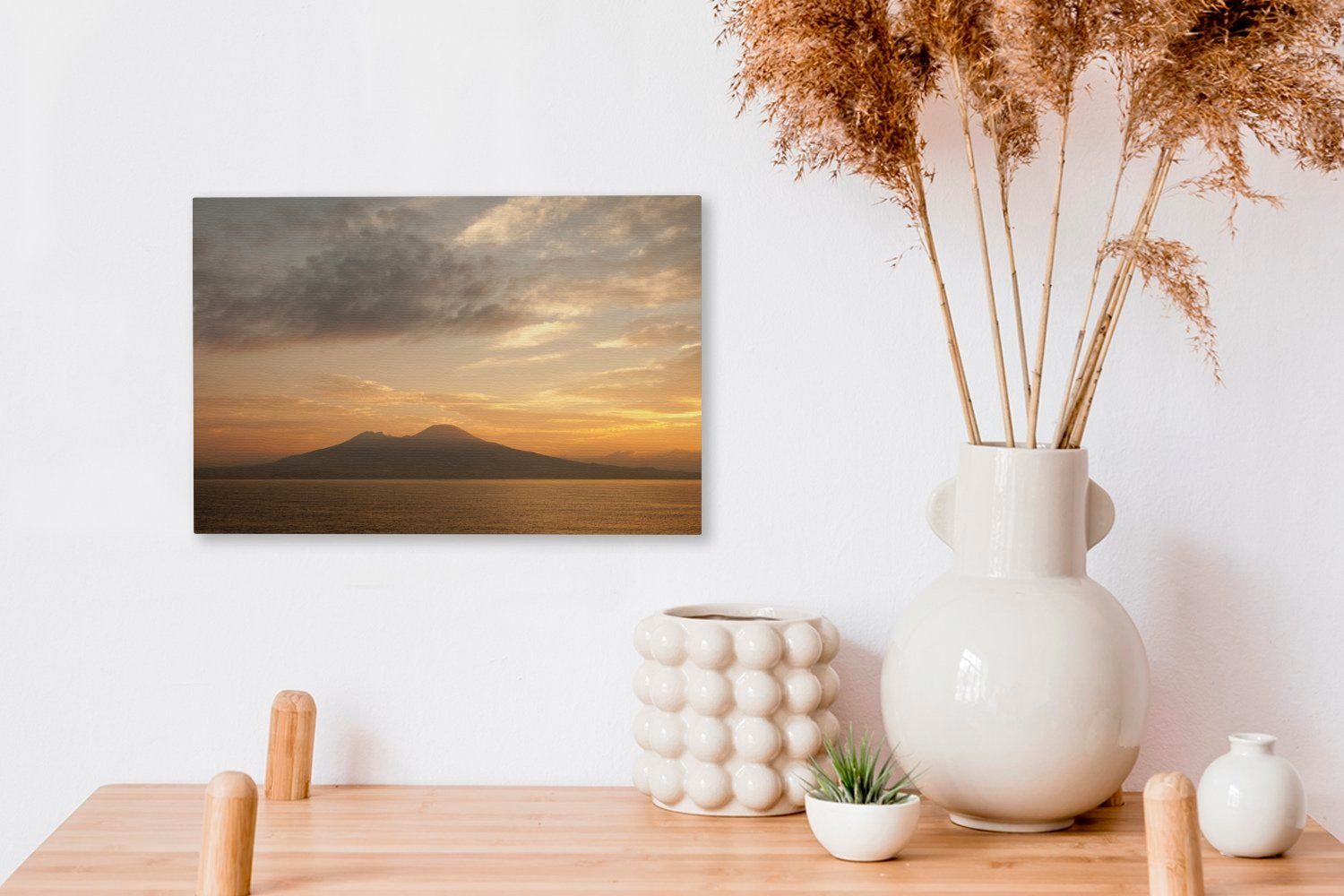 Leinwandbilder, Vesuv Pompeji, von Sonnenuntergang 30x20 (1 der in Wanddeko, OneMillionCanvasses® Aufhängefertig, cm St), Leinwandbild bei Wandbild Nähe