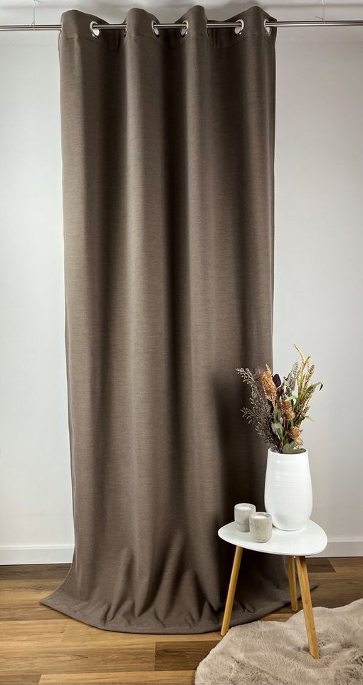 Vorhang nach Maß Filzvorhang / Softfilz XXL- taupe bis 350 cm lang ÖSEN,  novumfix, verdunkelnd, Vorhang mit Ösen, Thermovorhang, Energiesparen,  Verdunkelung