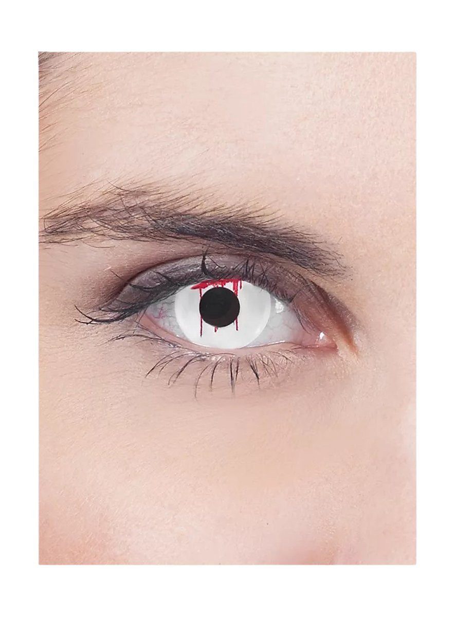 Metamorph Monatslinsen Blut Auge weiß Monatslinse Halloween Kontaktlinsen, Weiche Effekt-Motivlinsen für heftige Verwandlungen